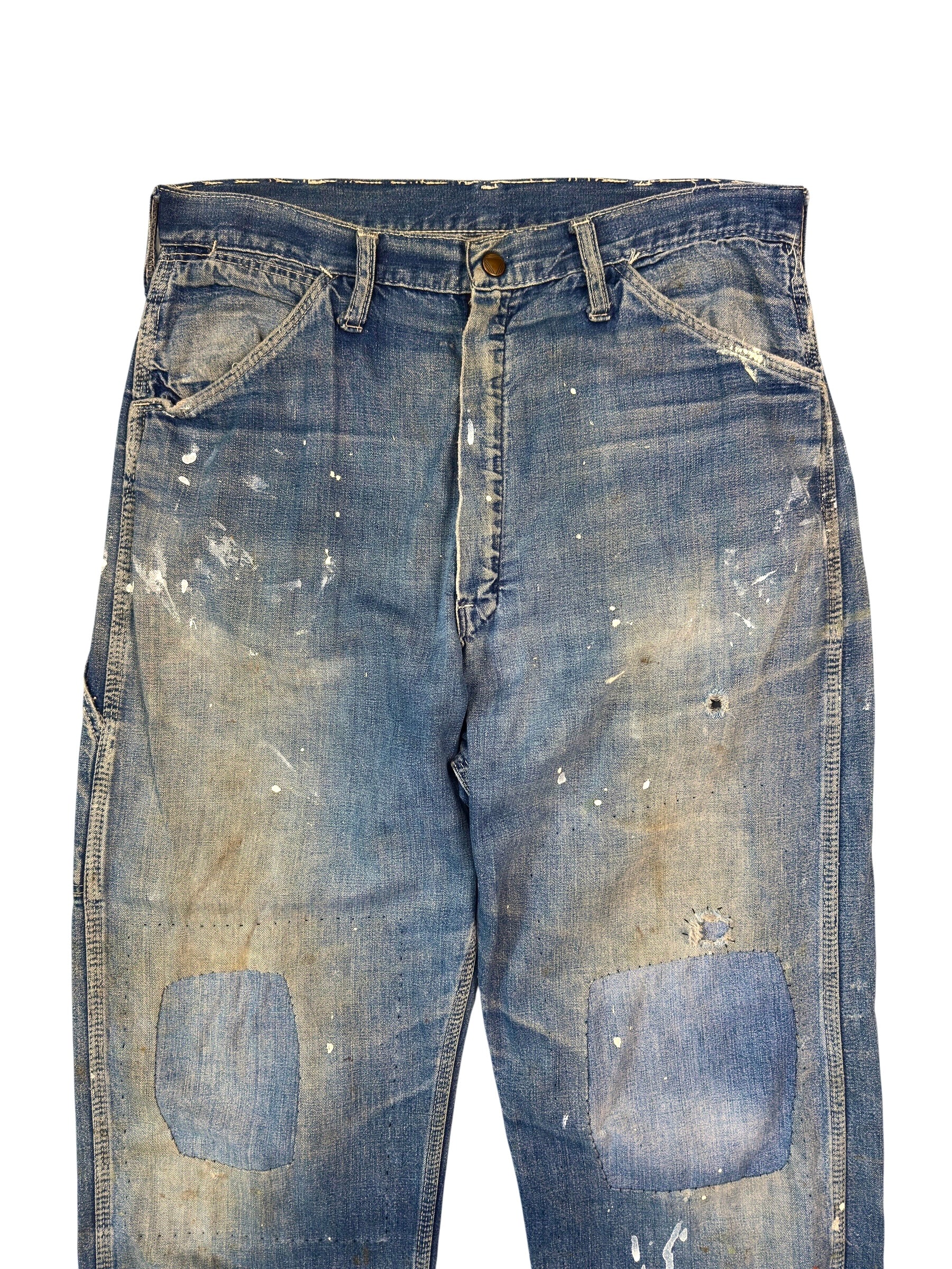 1950s Distressed Paint Splatter Carpenter Jeans (33)