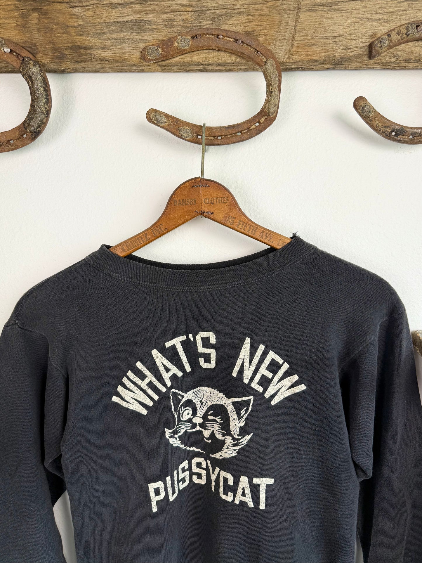 1960s Black ‘What’s New Pussycat’ Sweatshirt (S)
