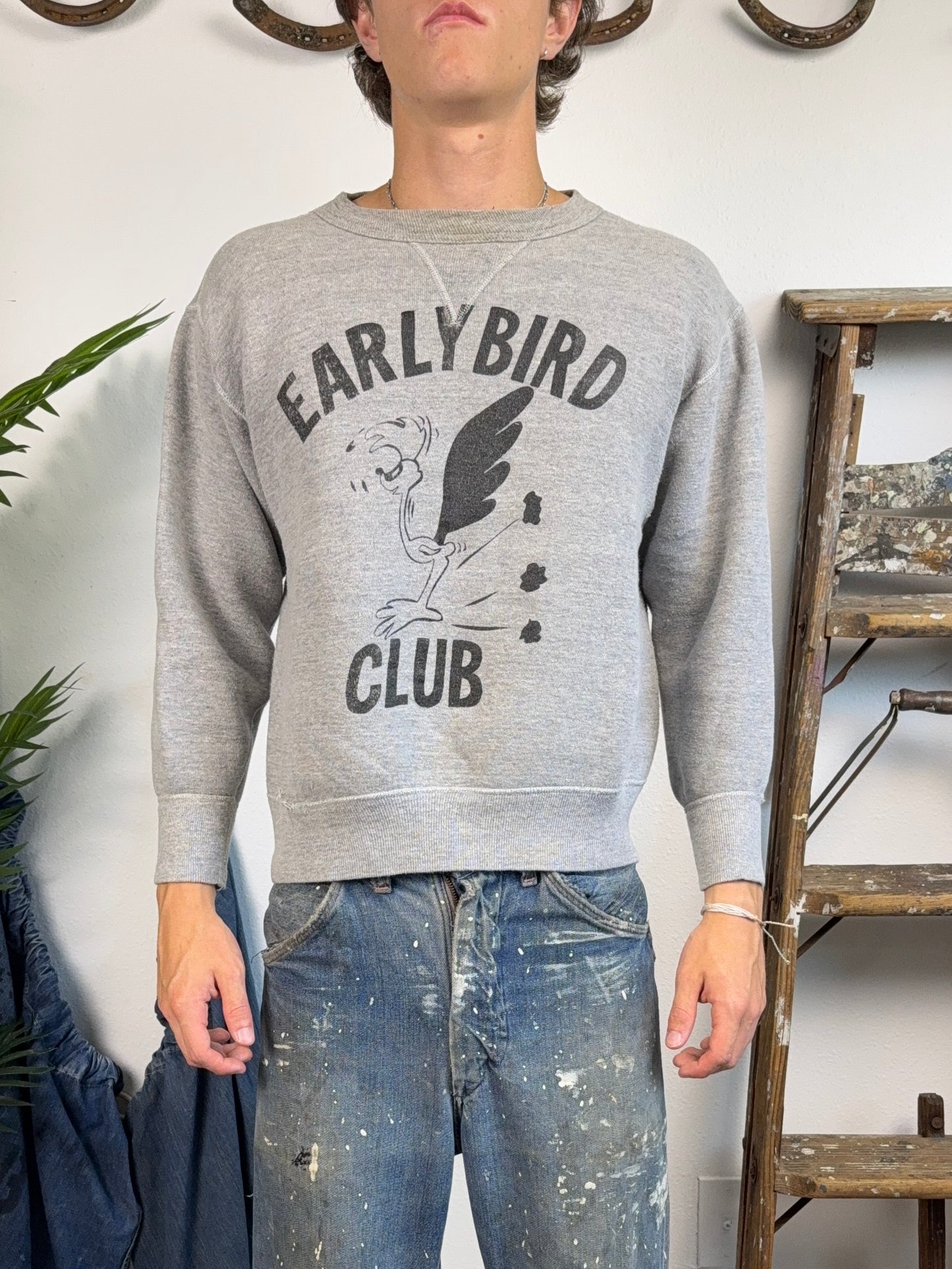 1950s EarlyBird Club Road Runner Cartoon Single V Sweatshirt (M)