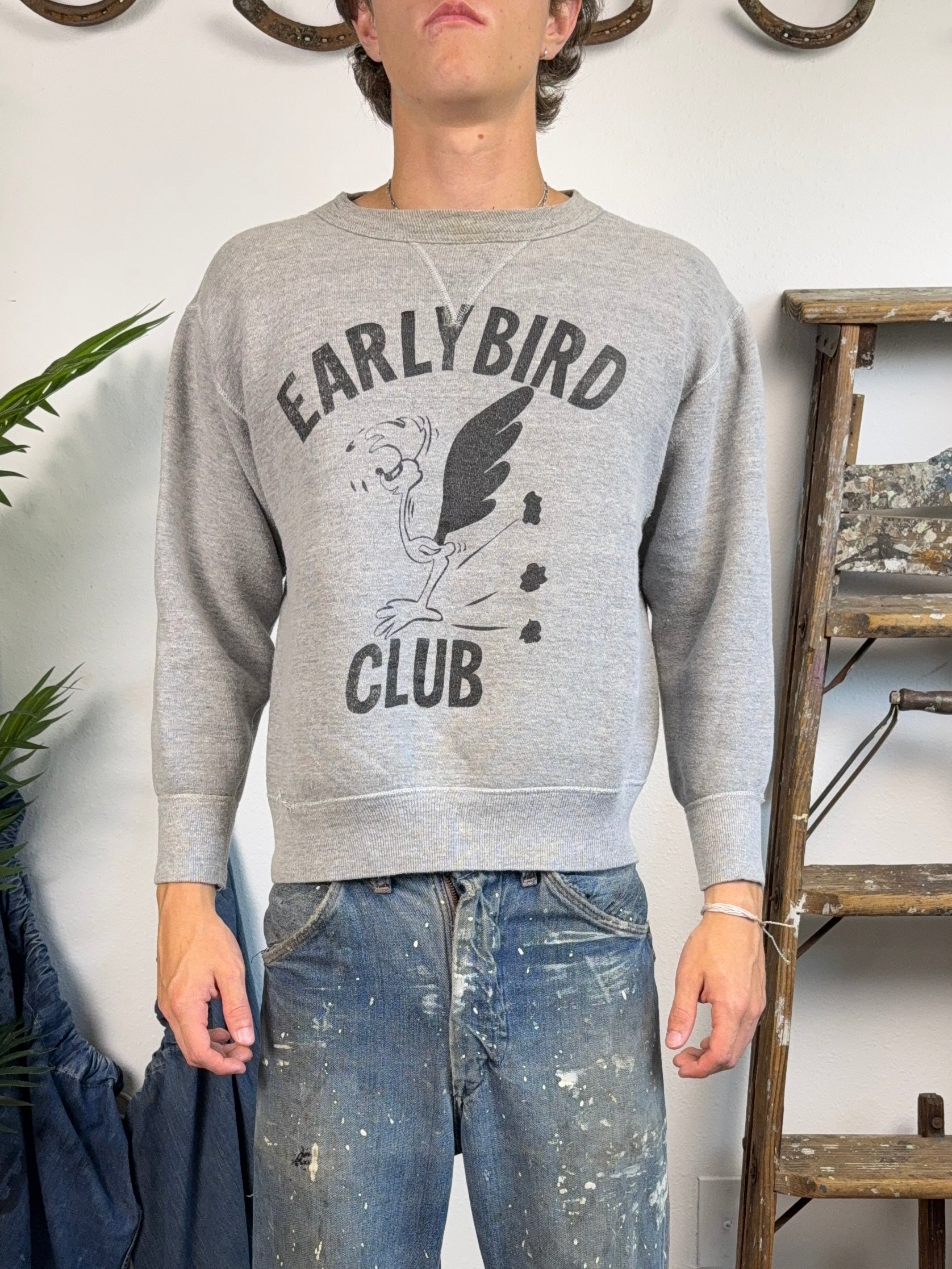 1950s EarlyBird Club Road Runner Cartoon Single V Sweatshirt (M)