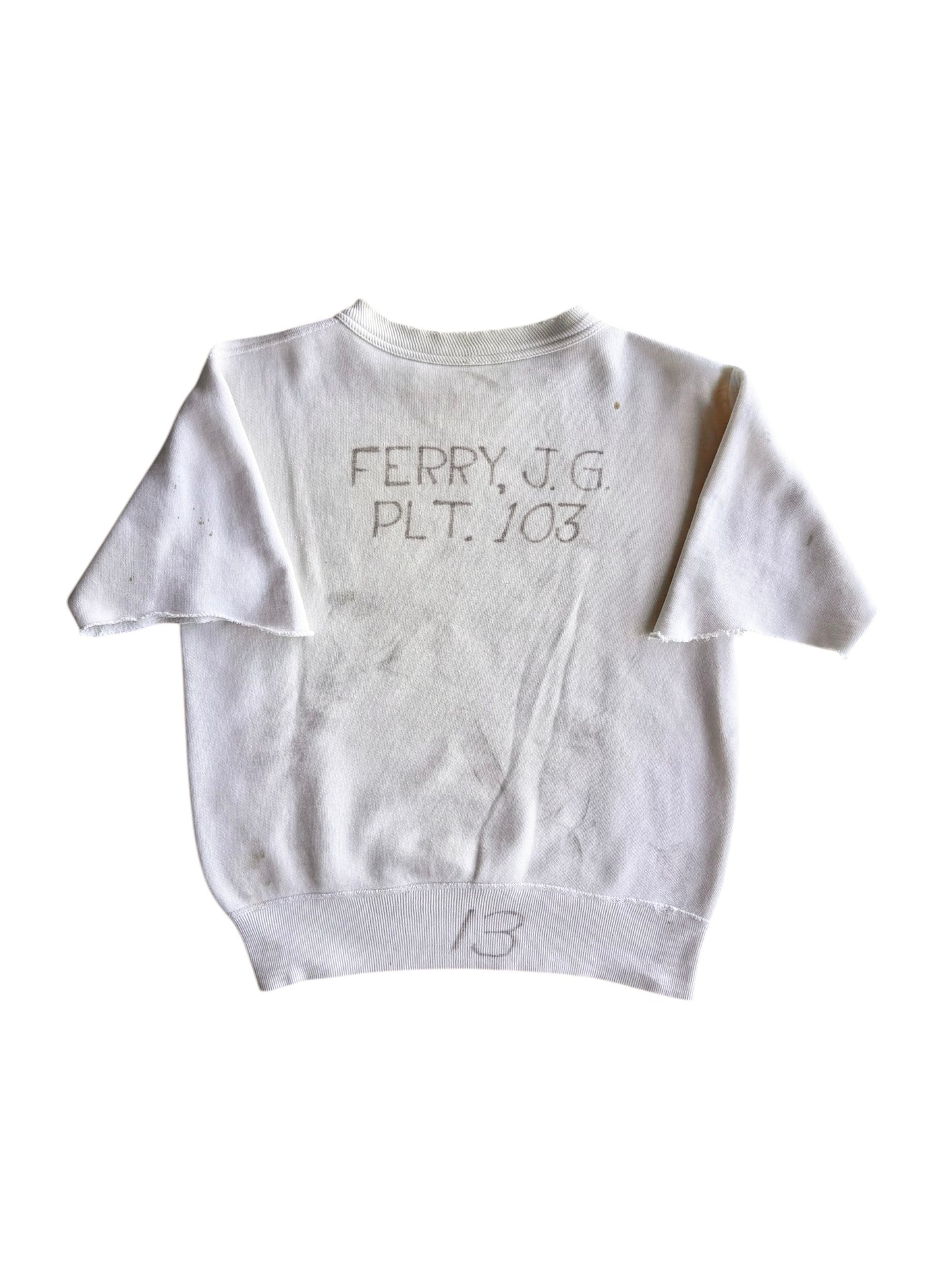 1950s ‘US Marine Corps’ Single V Stenciled Chopped Sweatshirt (S/M)