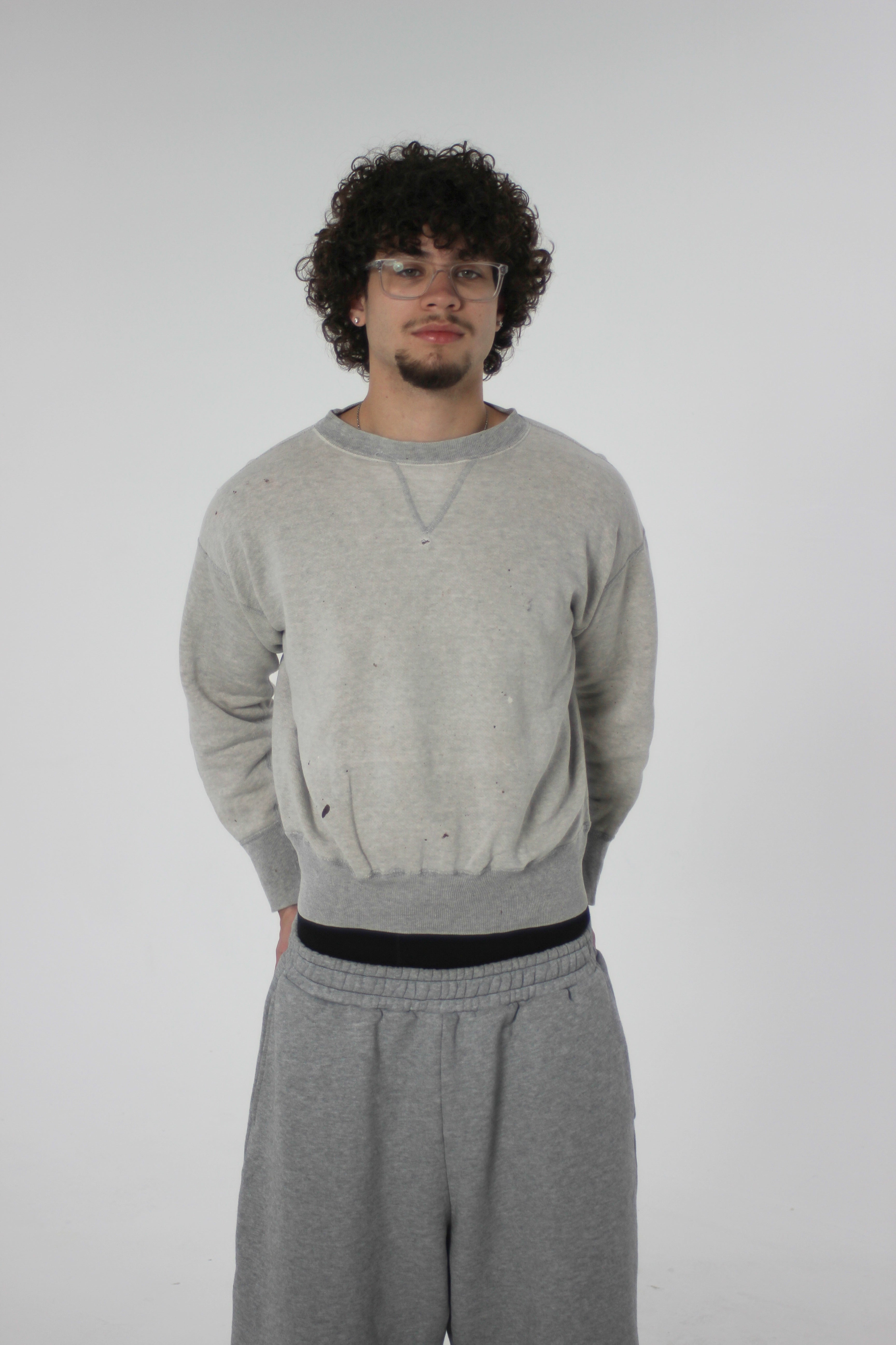 1950s Two Tone Splatter Paint Single V Sweatshirt