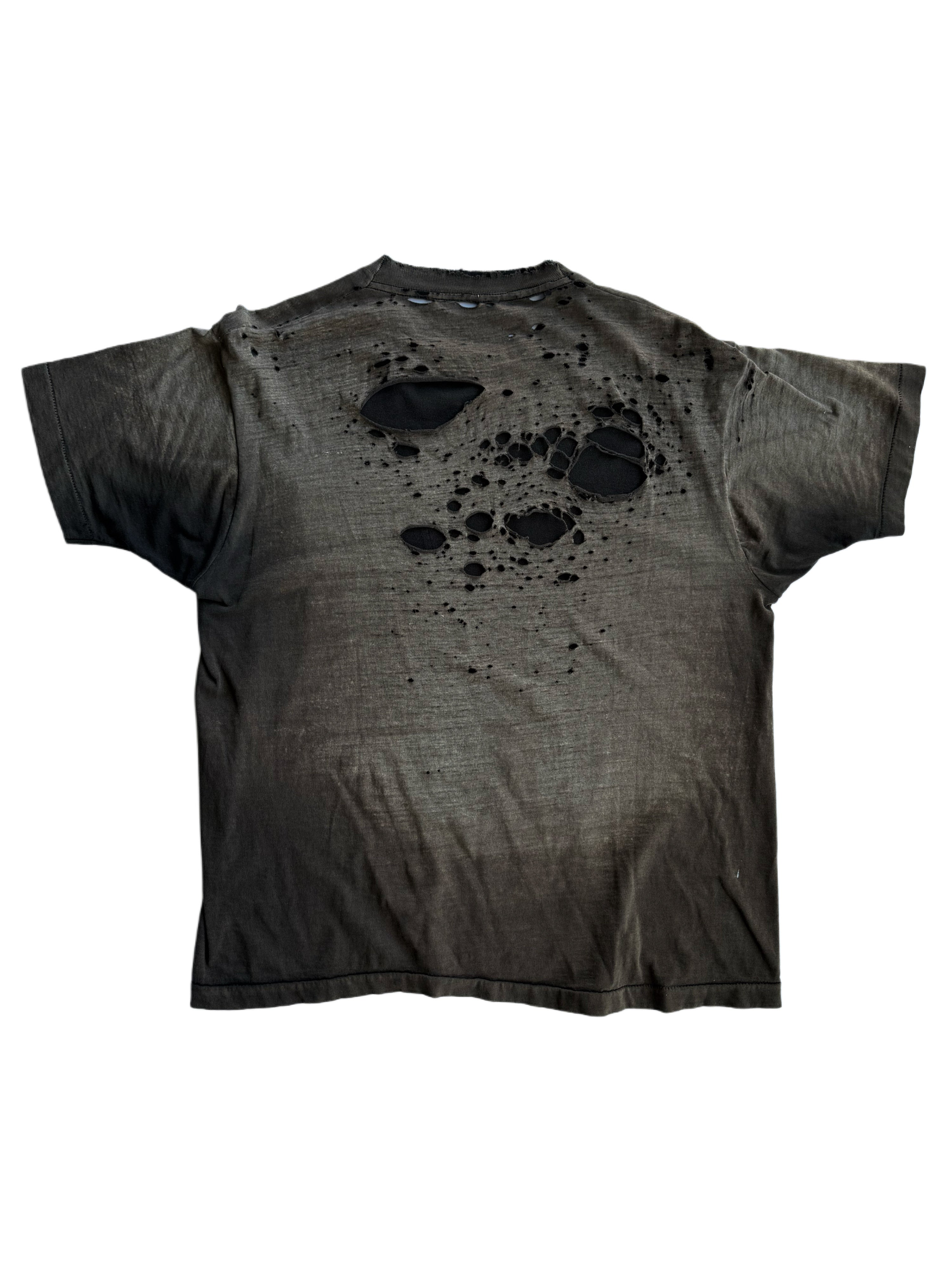 1970s Perfectly Sun Faded and Distressed Black Pocket Tee (M/L)