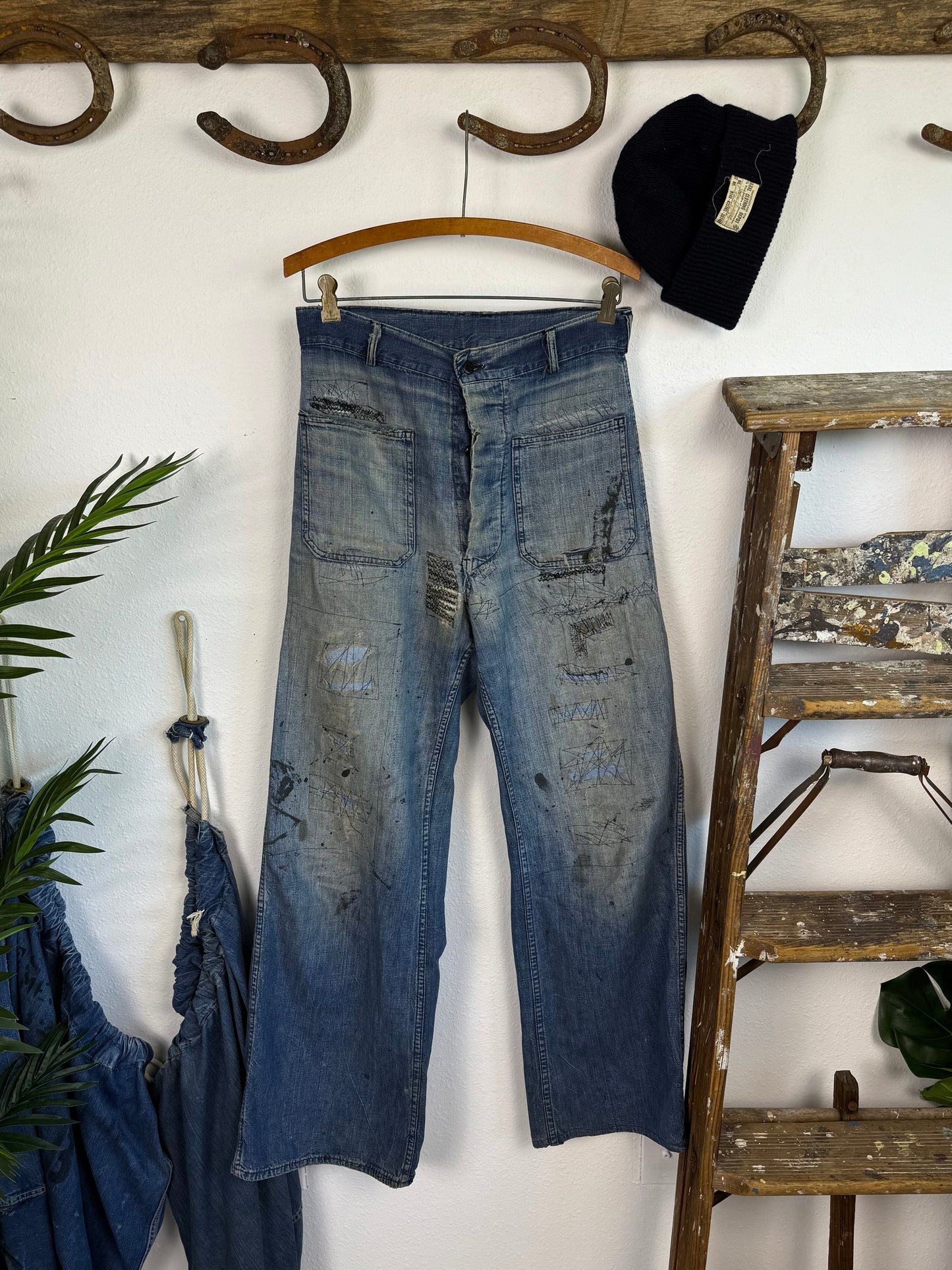 1940s WW2 Distressed & Repaired USN Dungarees (30)