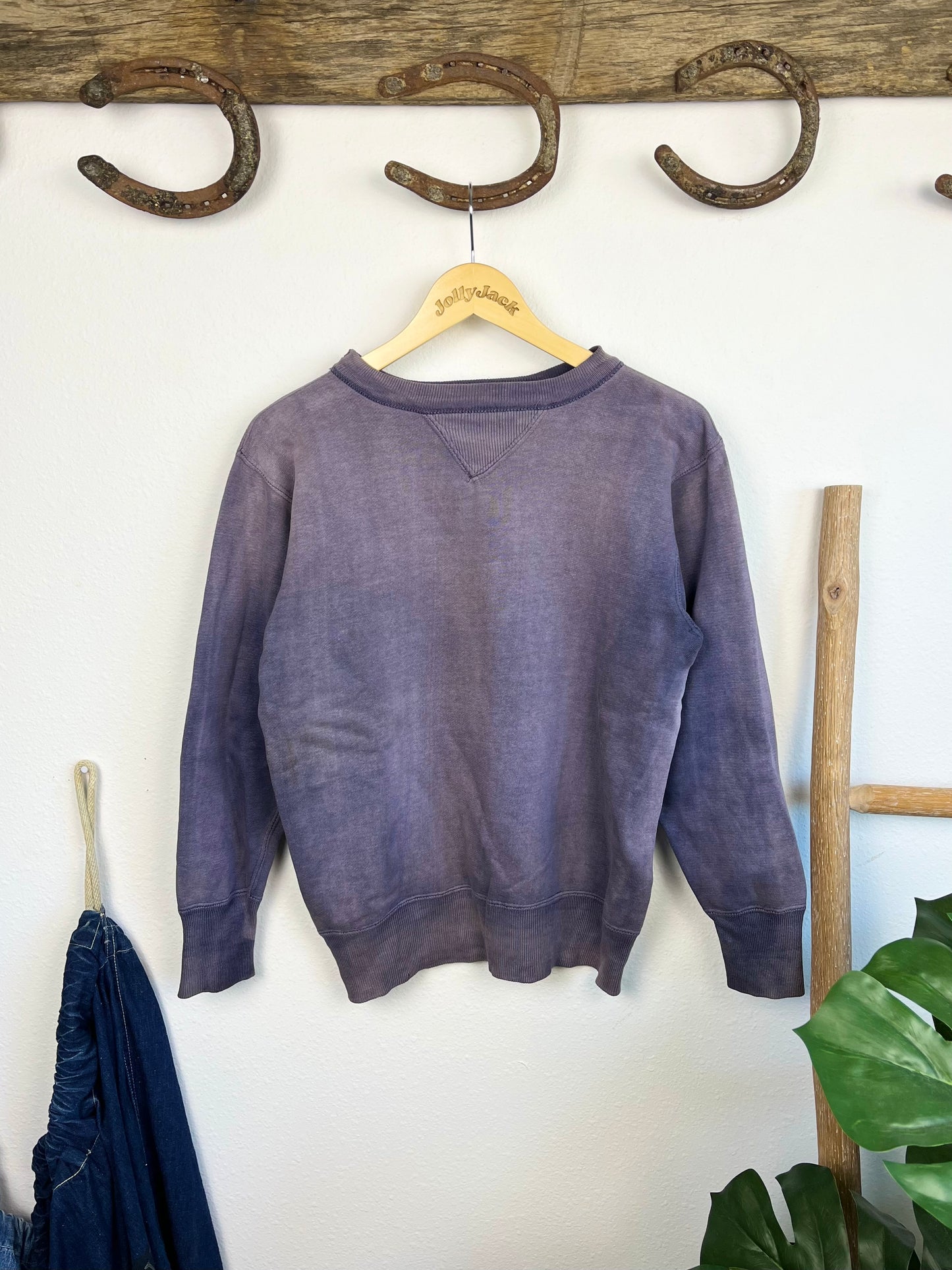 1950’s Sun Faded Navy Double V Sweatshirt (M/L)
