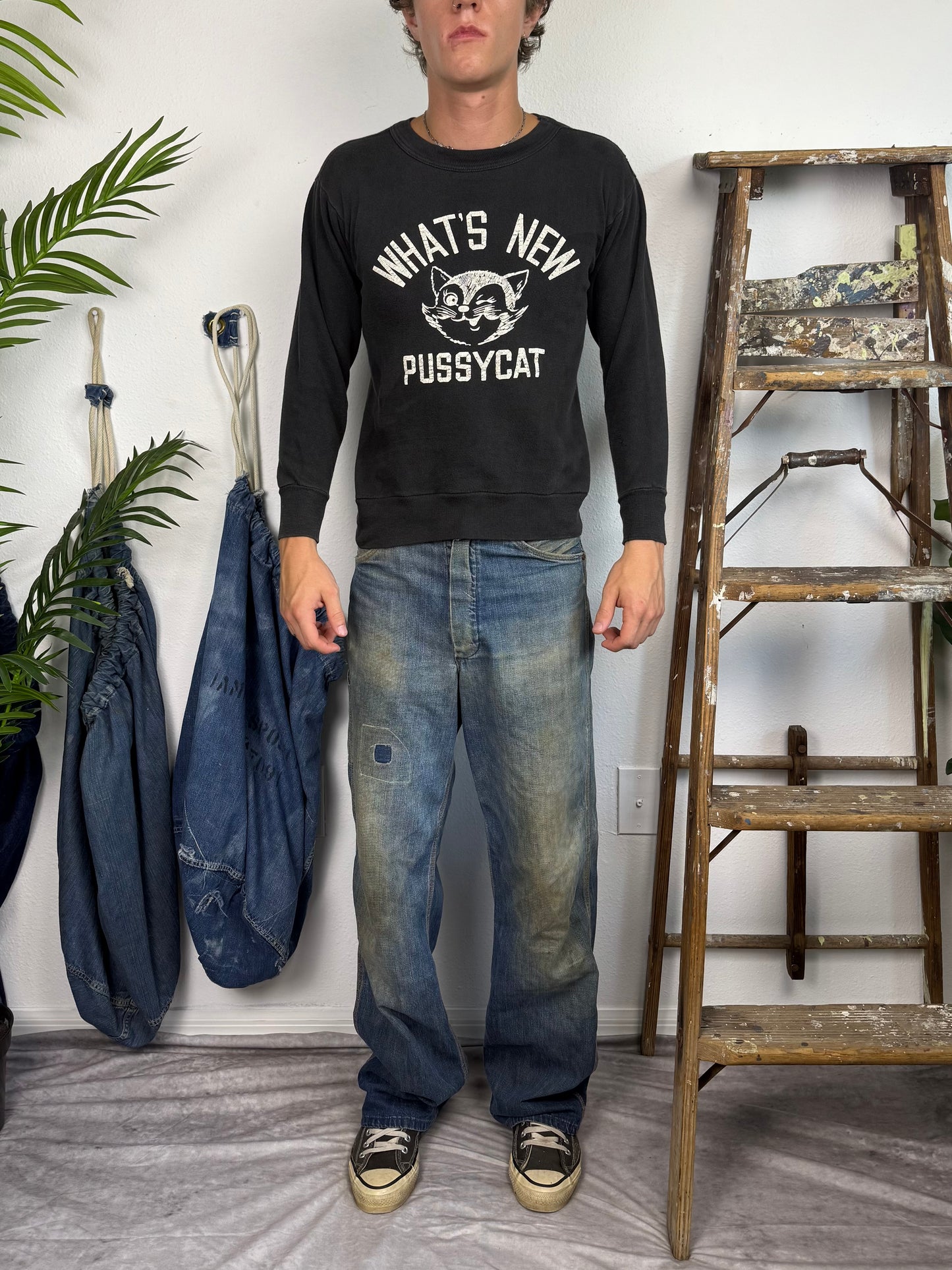 1960s Black ‘What’s New Pussycat’ Sweatshirt (S)