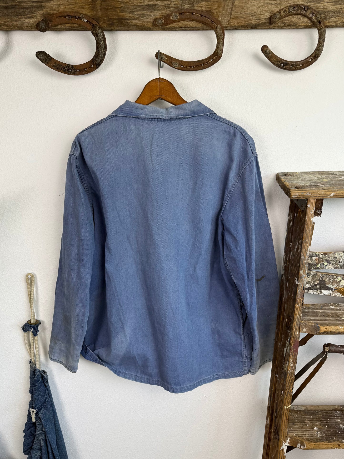 1940s/1950s Sun Faded Splatter Painted French Chore Jacket (L/XL)