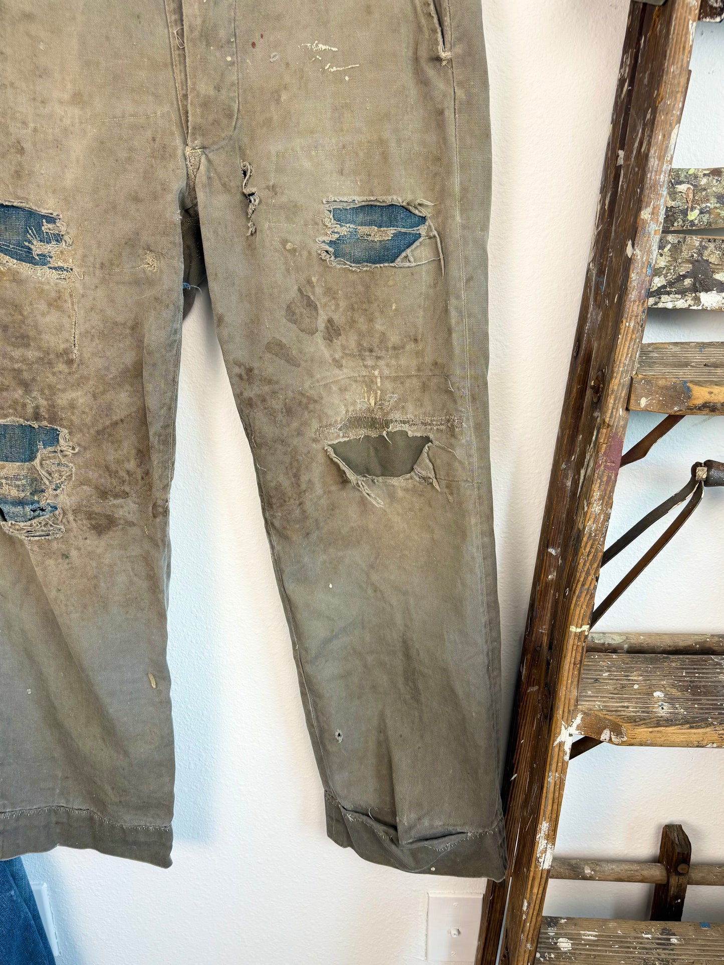 1940s ‘Well Loved’ Distressed and Repaired Chinos (34)