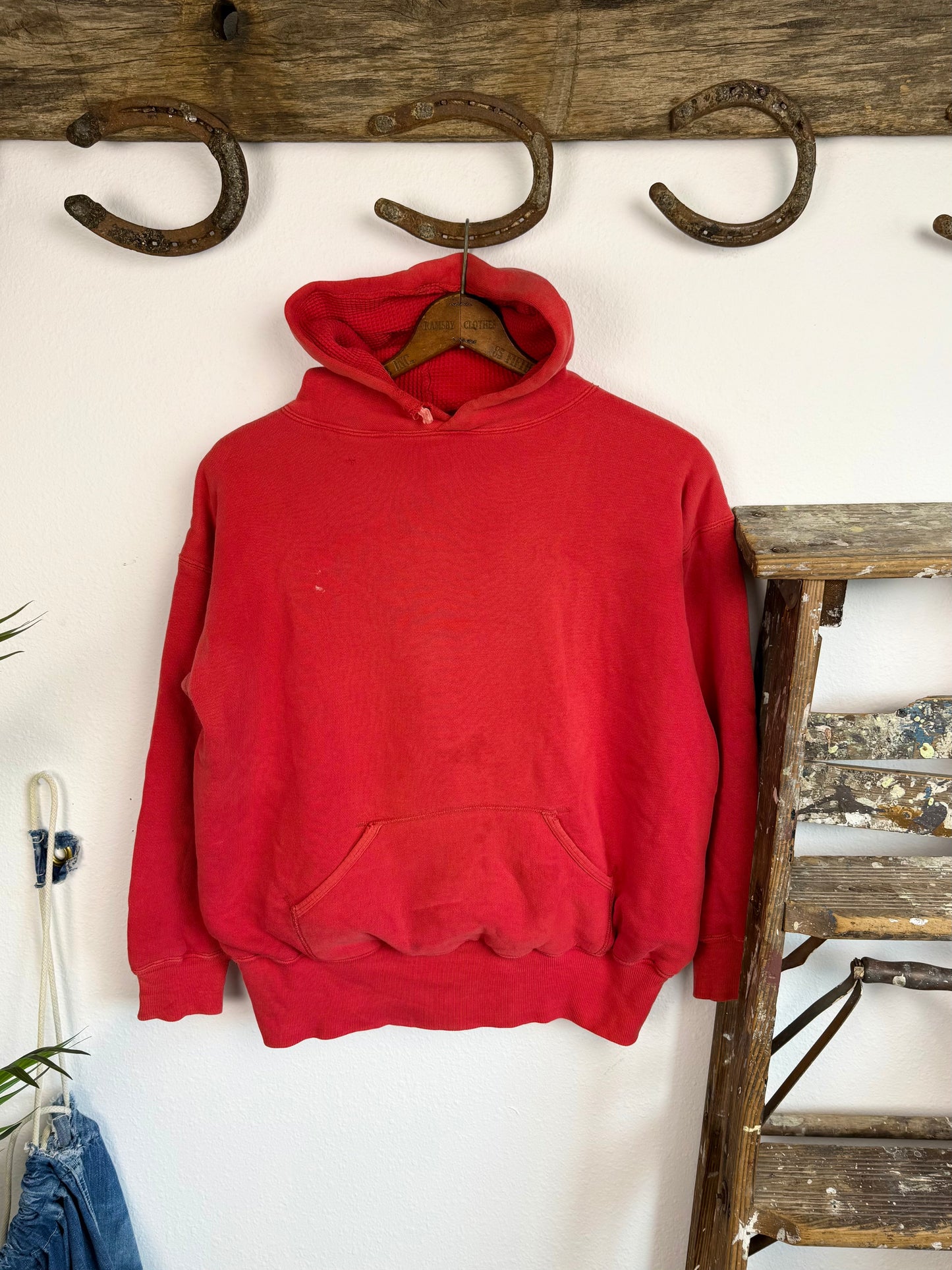 1950s Thermal Lined ‘White Belly’ Red Hoodie (XL)