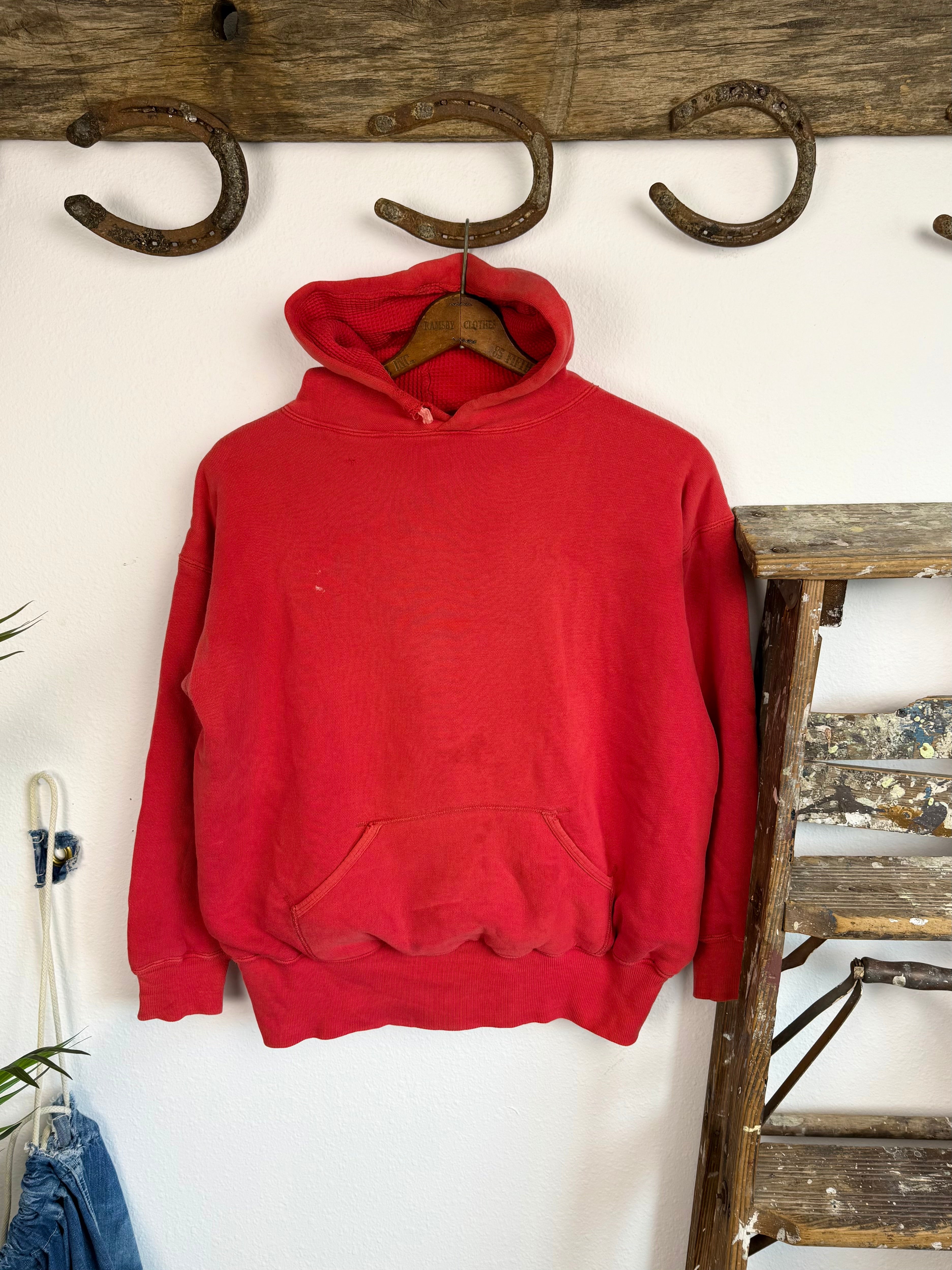 1950s Thermal Lined ‘White Belly’ Red Hoodie (XL)