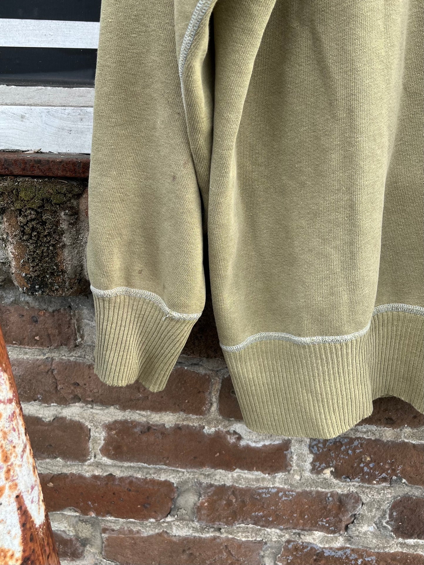 1940’s WW2 Army Green Ribbed Double V Sweatshirt (XXL)