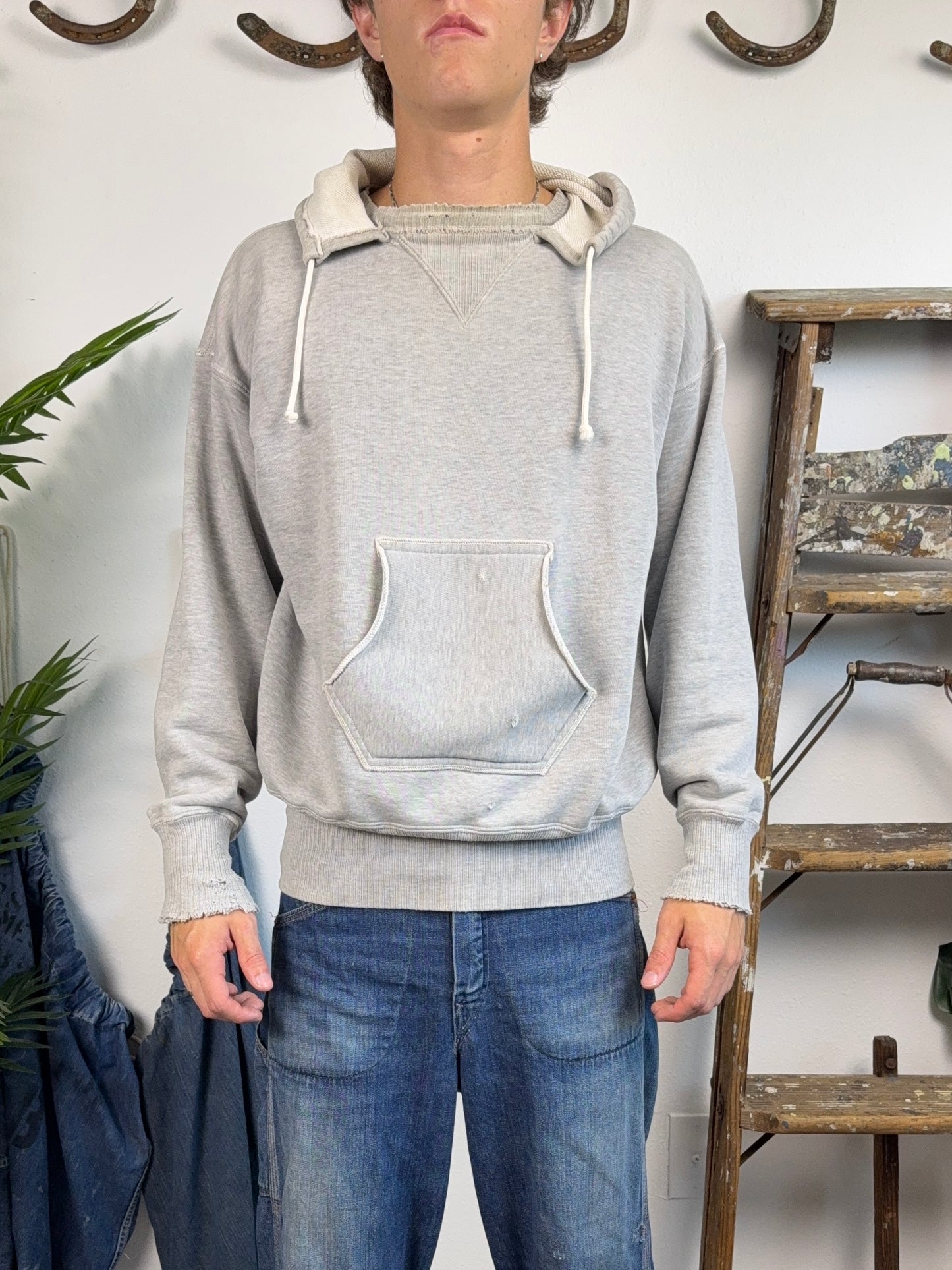 1930s/1940s Ribbed Double V Afterhood Hoodie (XL/XXL)
