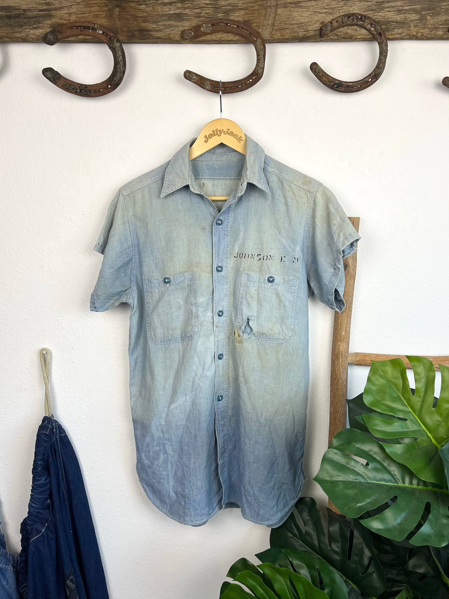 WW2 1940’s USN Sun Faded Stenciled Shirt (S/M)