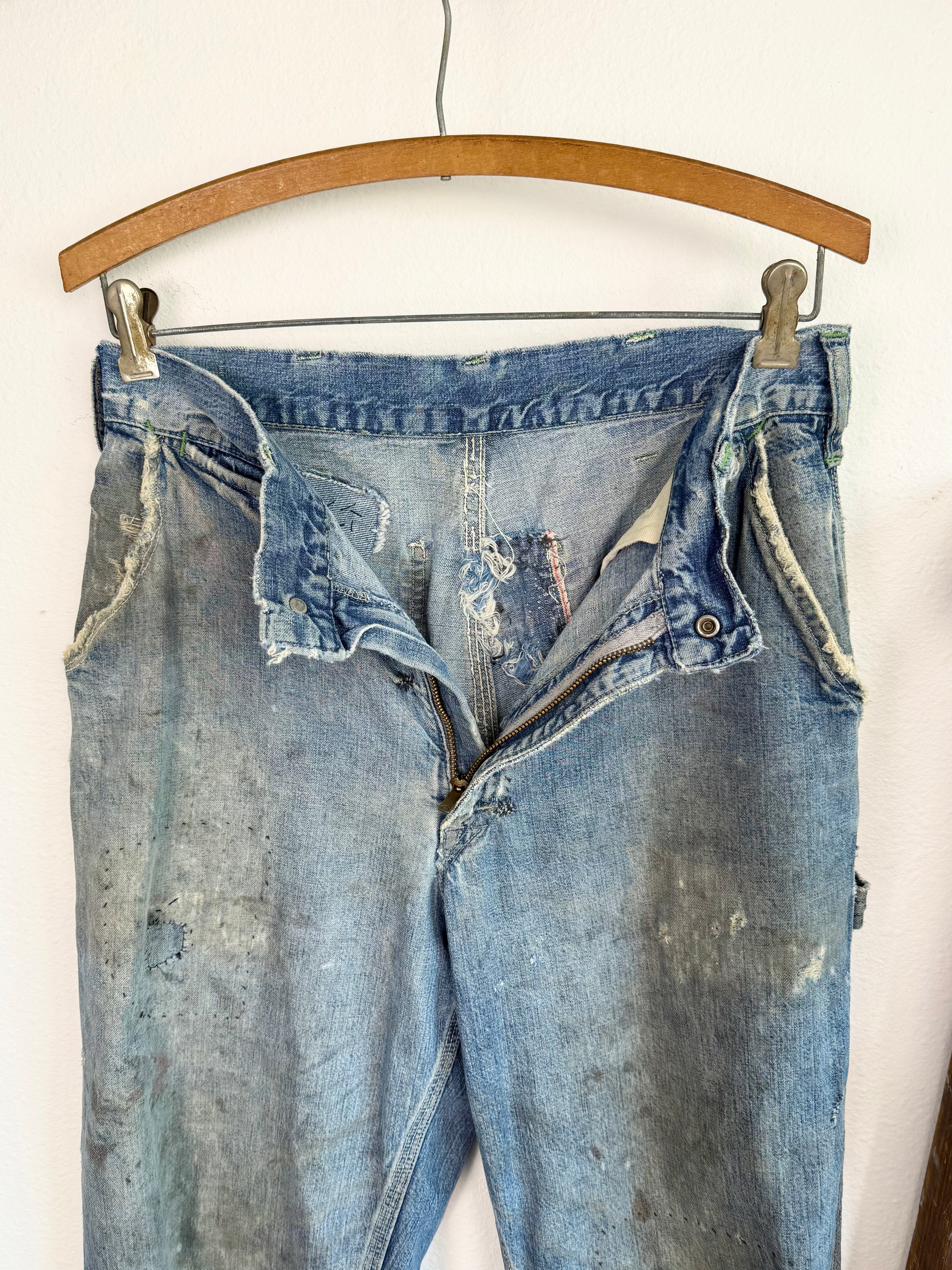 1950s Oshkosh Distressed ‘Mud’ Carpenter Jeans (30)