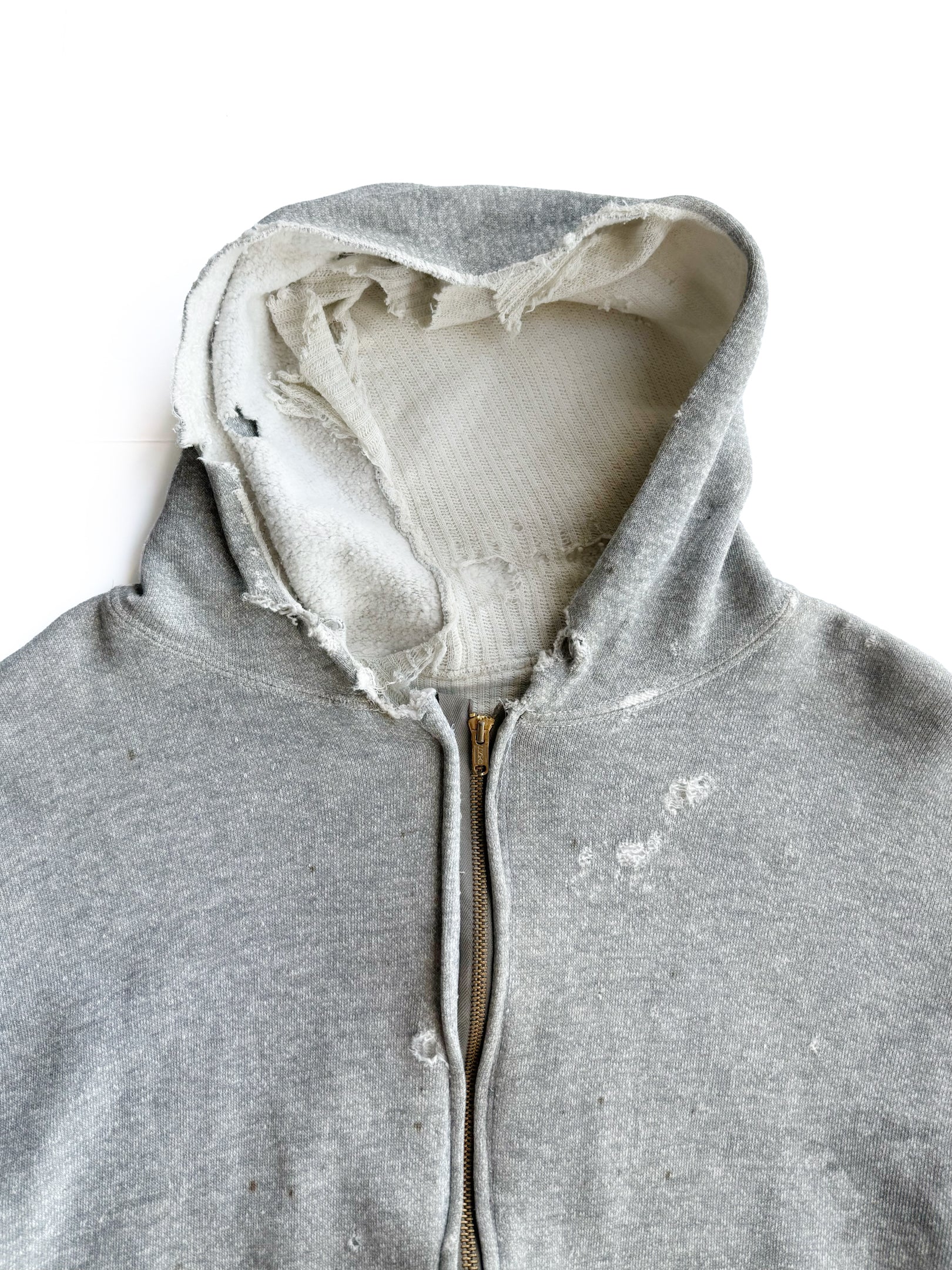 1950s Boxy Distressed Thermal Lined Zip Up Jacket (XL)