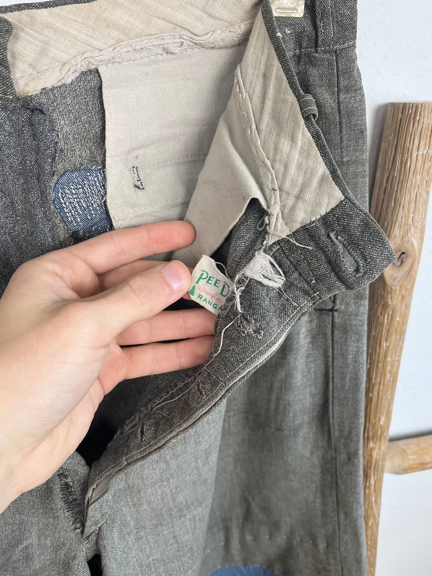 1940’s Pee-Dee Salt & Pepper Repaired Pants (32)
