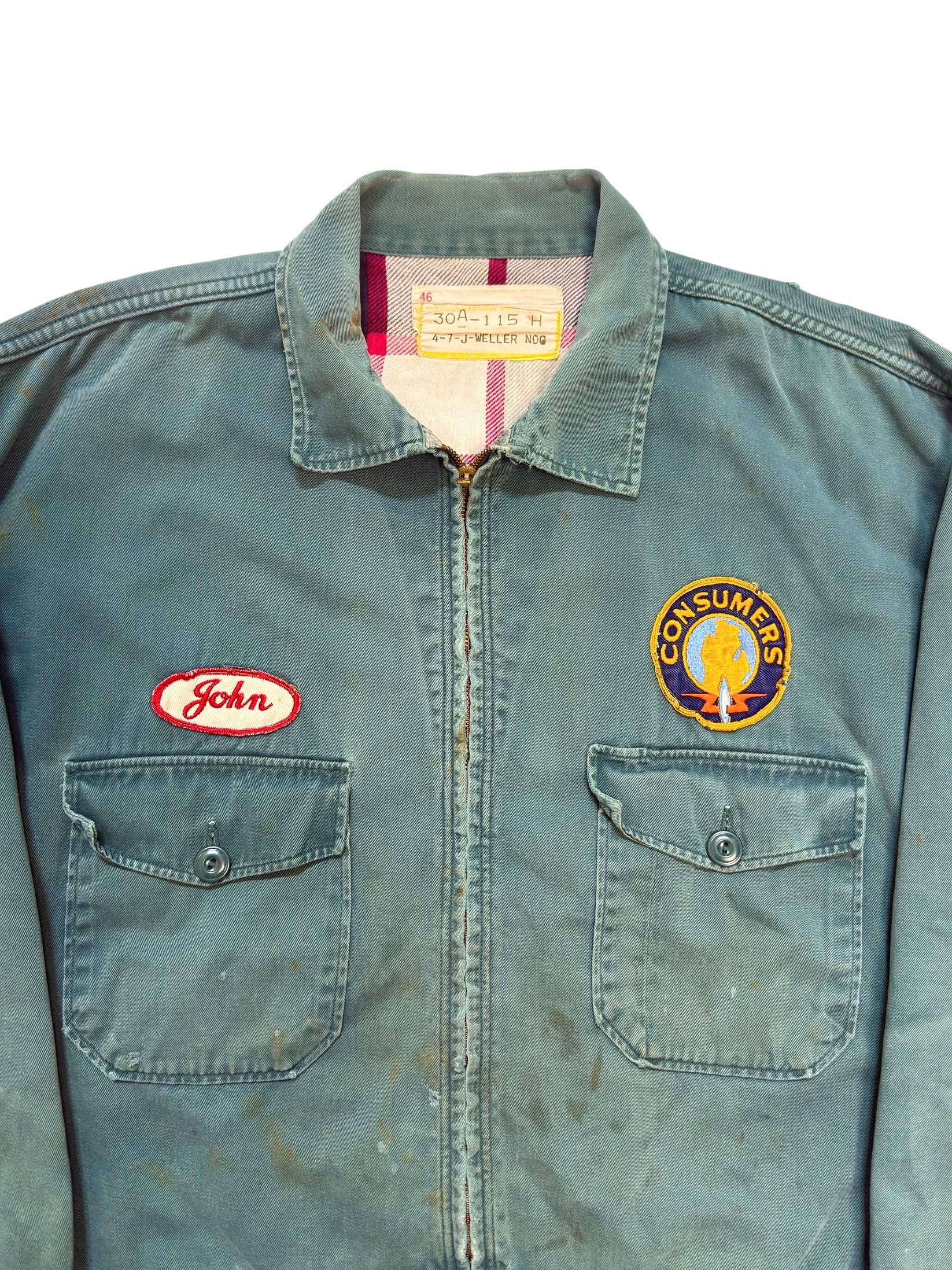 1950s Sun Faded Flannel Lined Work Jacket (XL)