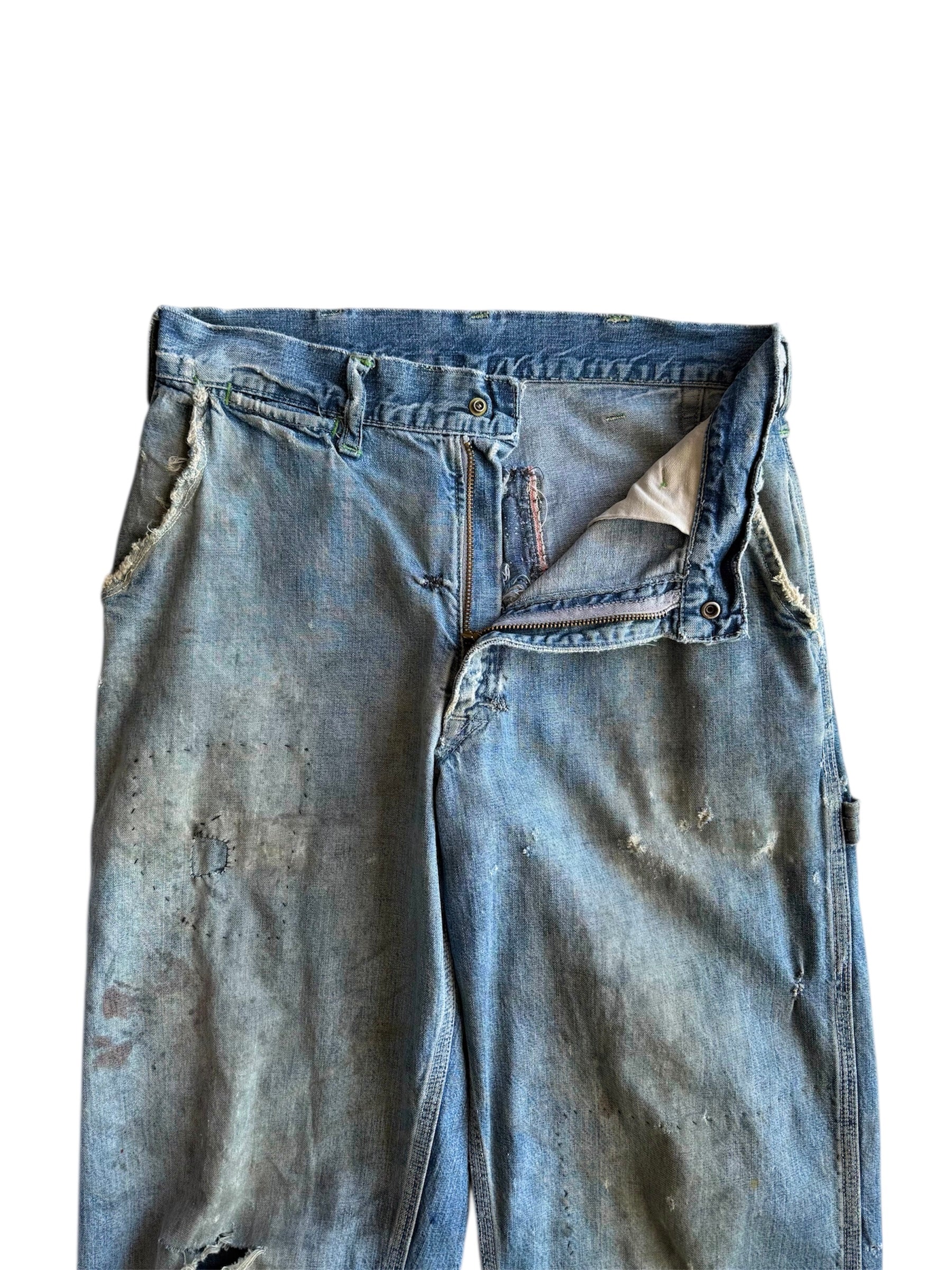 1950s Oshkosh Distressed ‘Mud’ Carpenter Jeans (30)