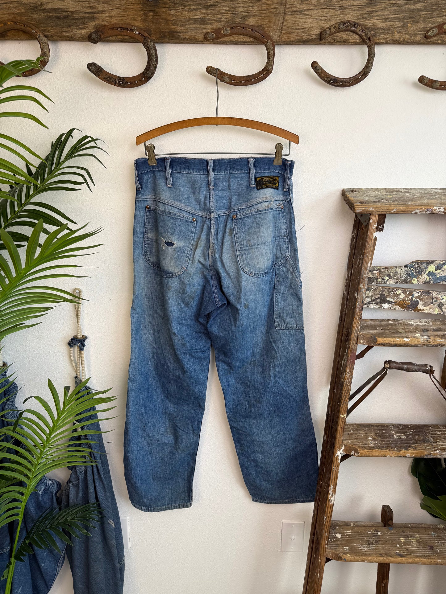 1950s Faded & Repaired Carpenter Jeans (32)