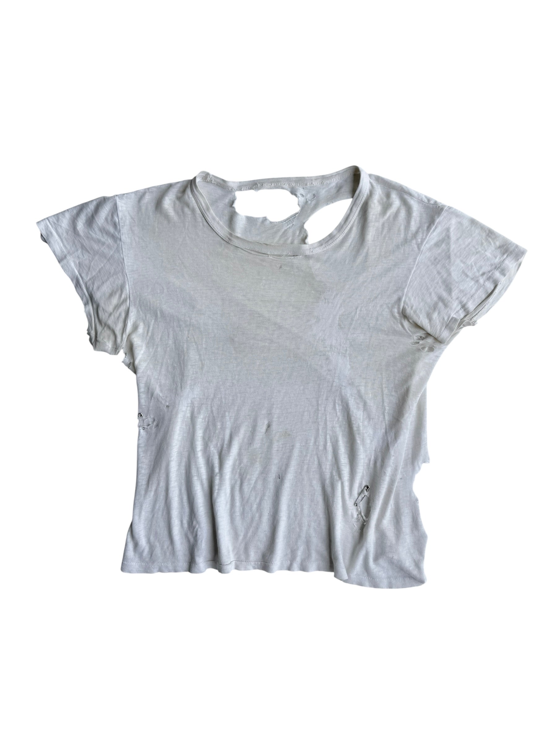1940s Perfectly Distressed White Tee (S/M)