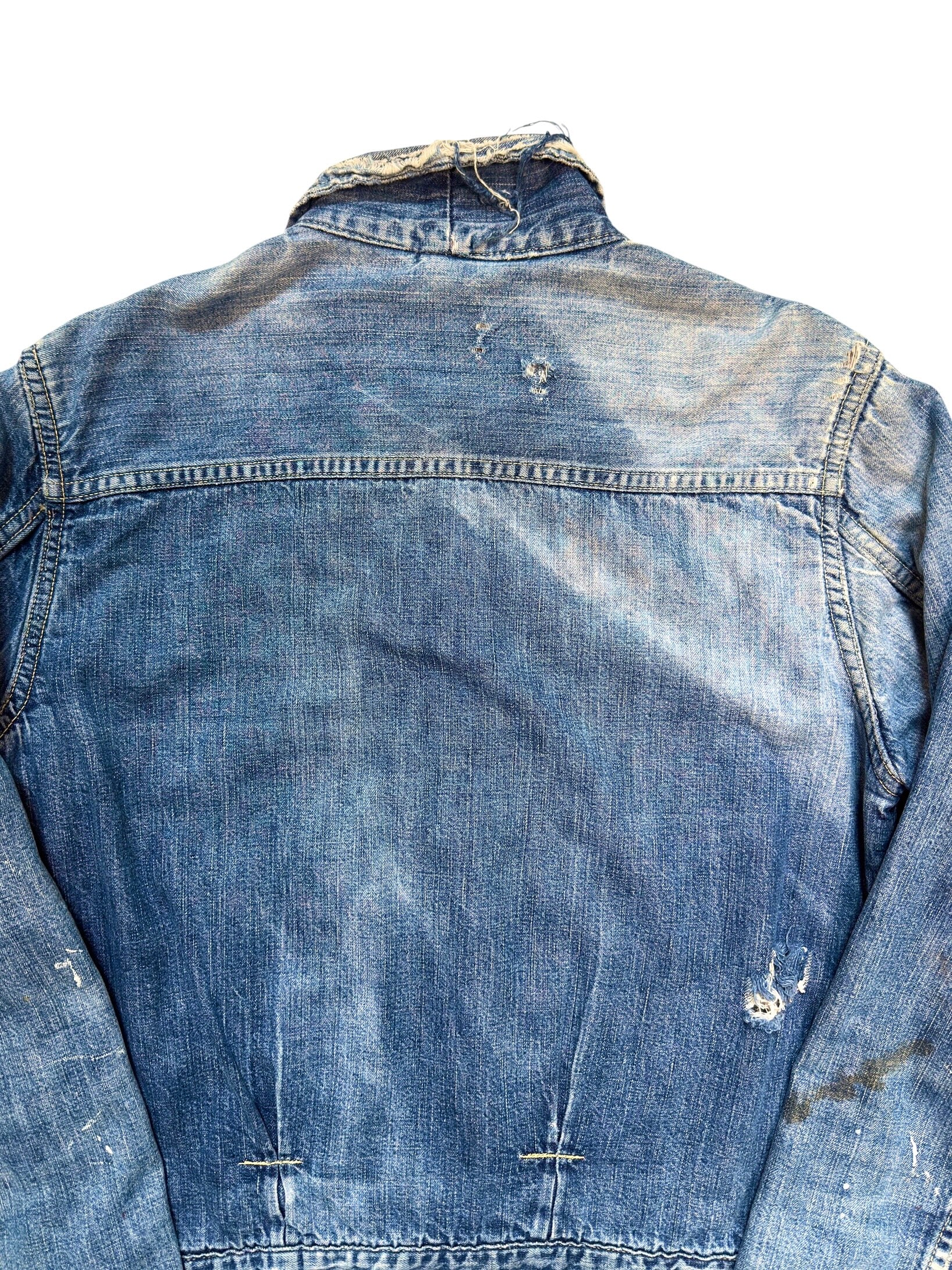 1950s Hercules Lined Sun Faded Distressed Denim Jacket (S/M)