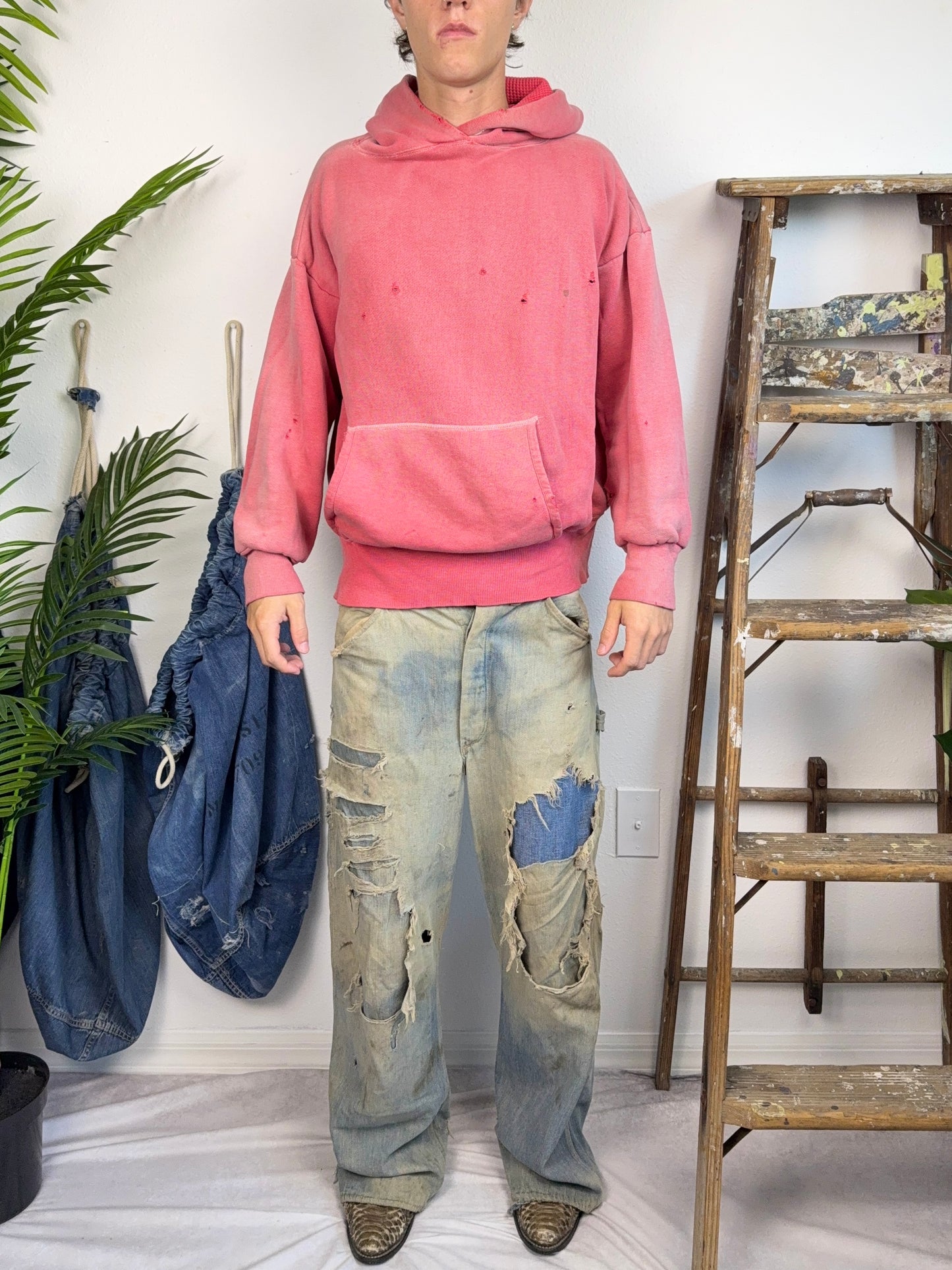 1950s Sun Faded Thermal Lined Double Face Hoodie (XXL)