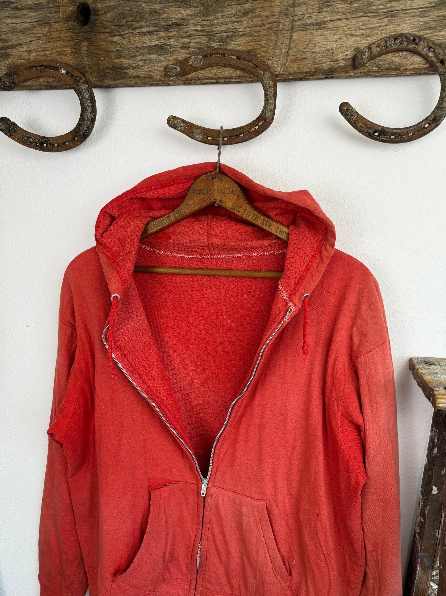 1960s Sun Faded Thermal Zip Up Jacket (L/XL)