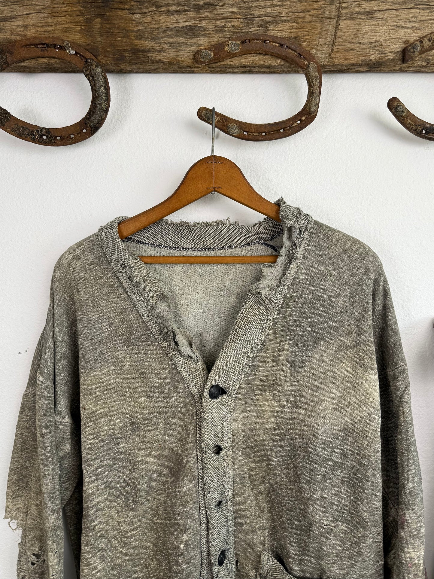 1930s/1940s Salt and Pepper Distressed Cardigan (L/XL)