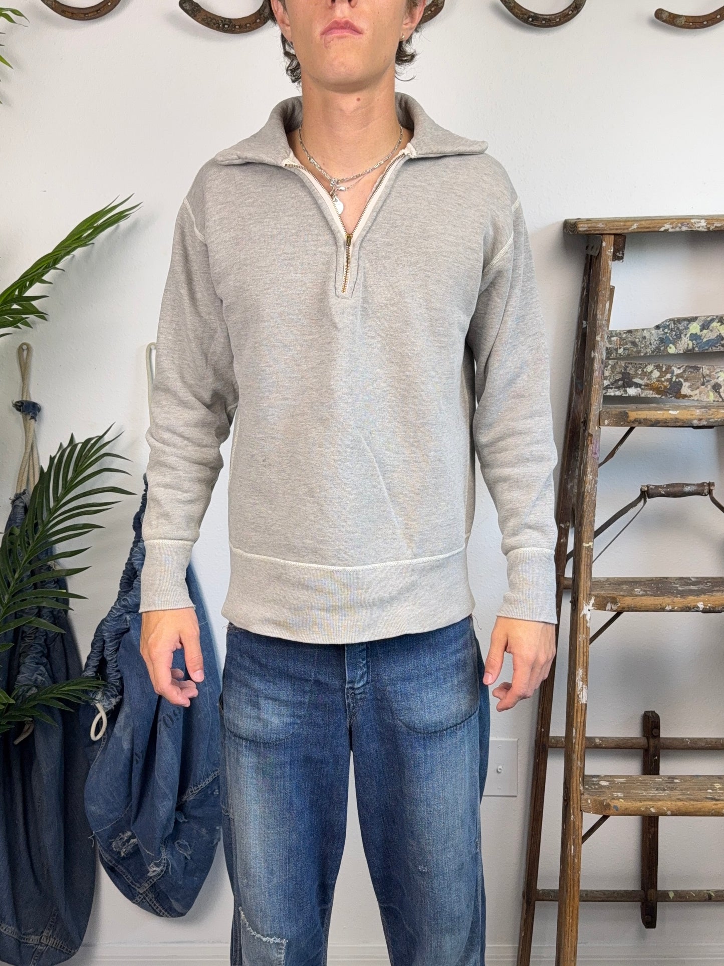 1930s Grey Quarter Zip Sweatshirt (M/L)