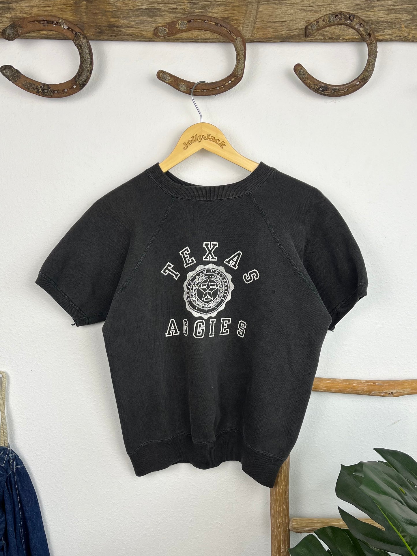 1960’s Black Texas Aggies Short Sleeve Sweatshirt (M/L)