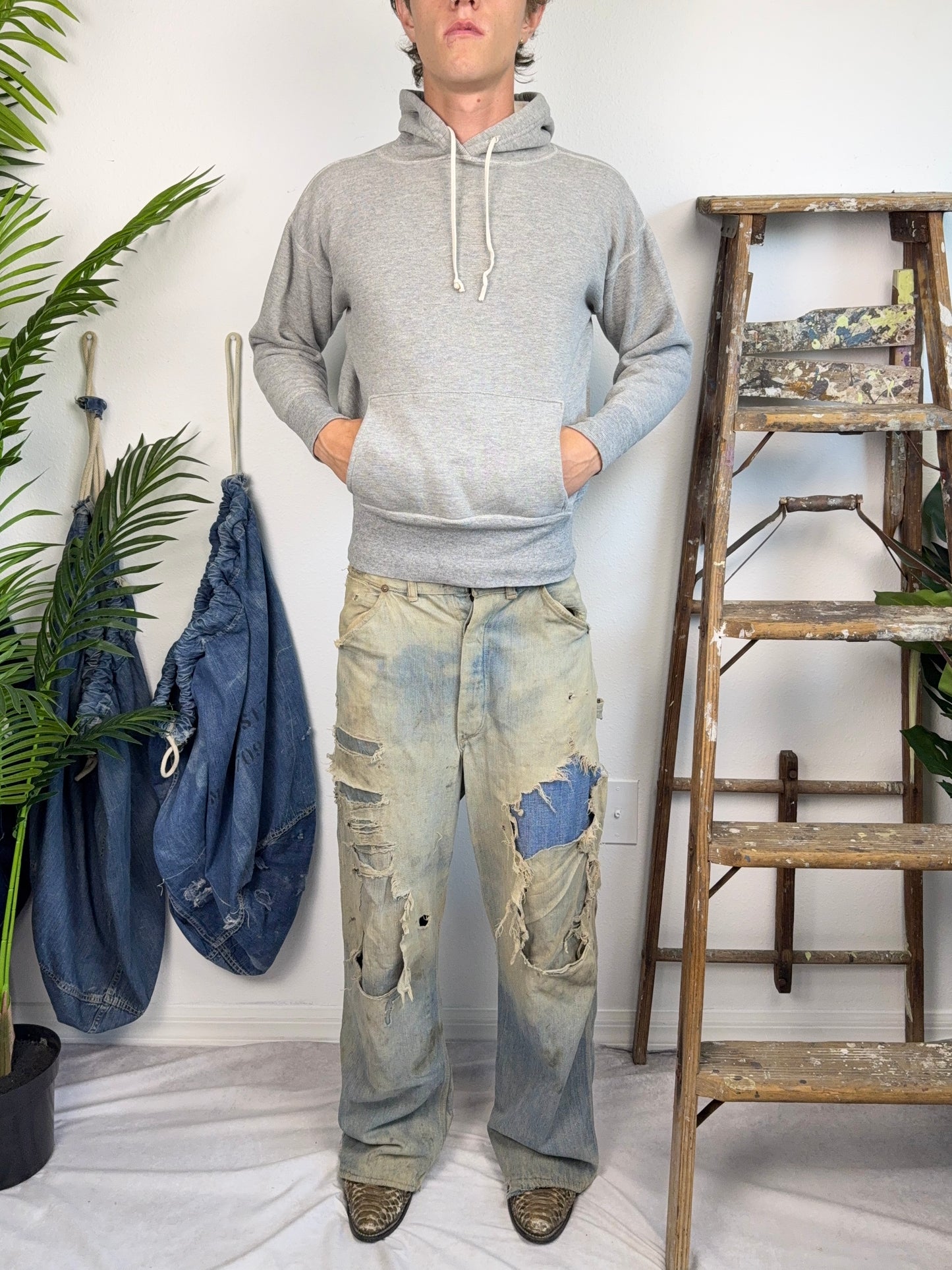 1950s Flagg Bodyguard Grey Two Tone Hoodie (S/M)