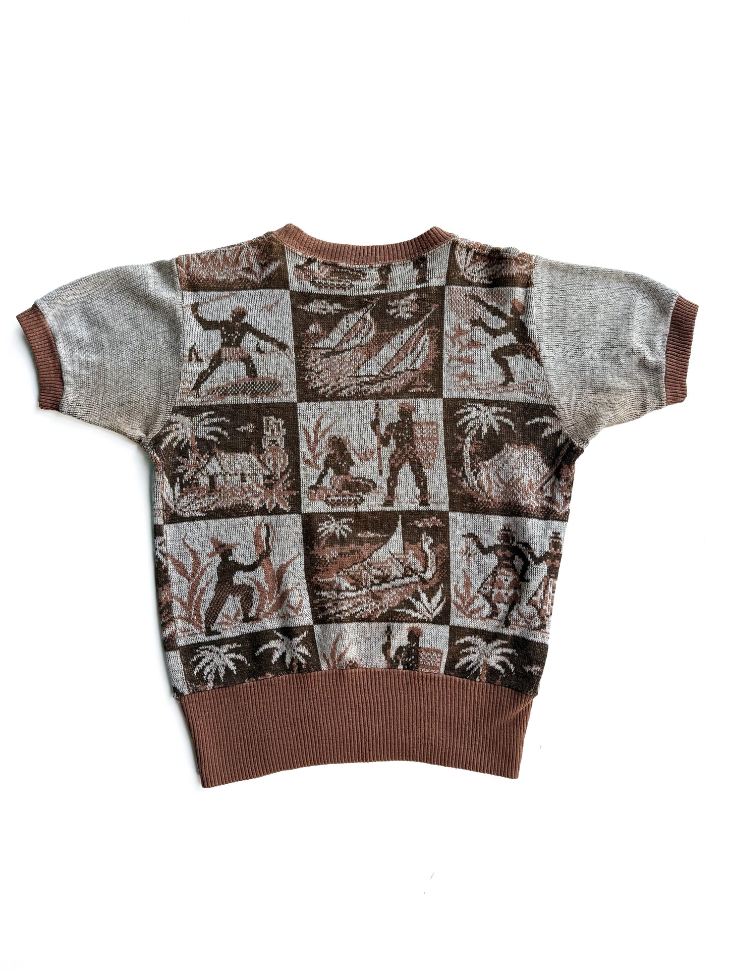 1940s Novelty Cotton Short Sleeve Sweatshirt (S/M)