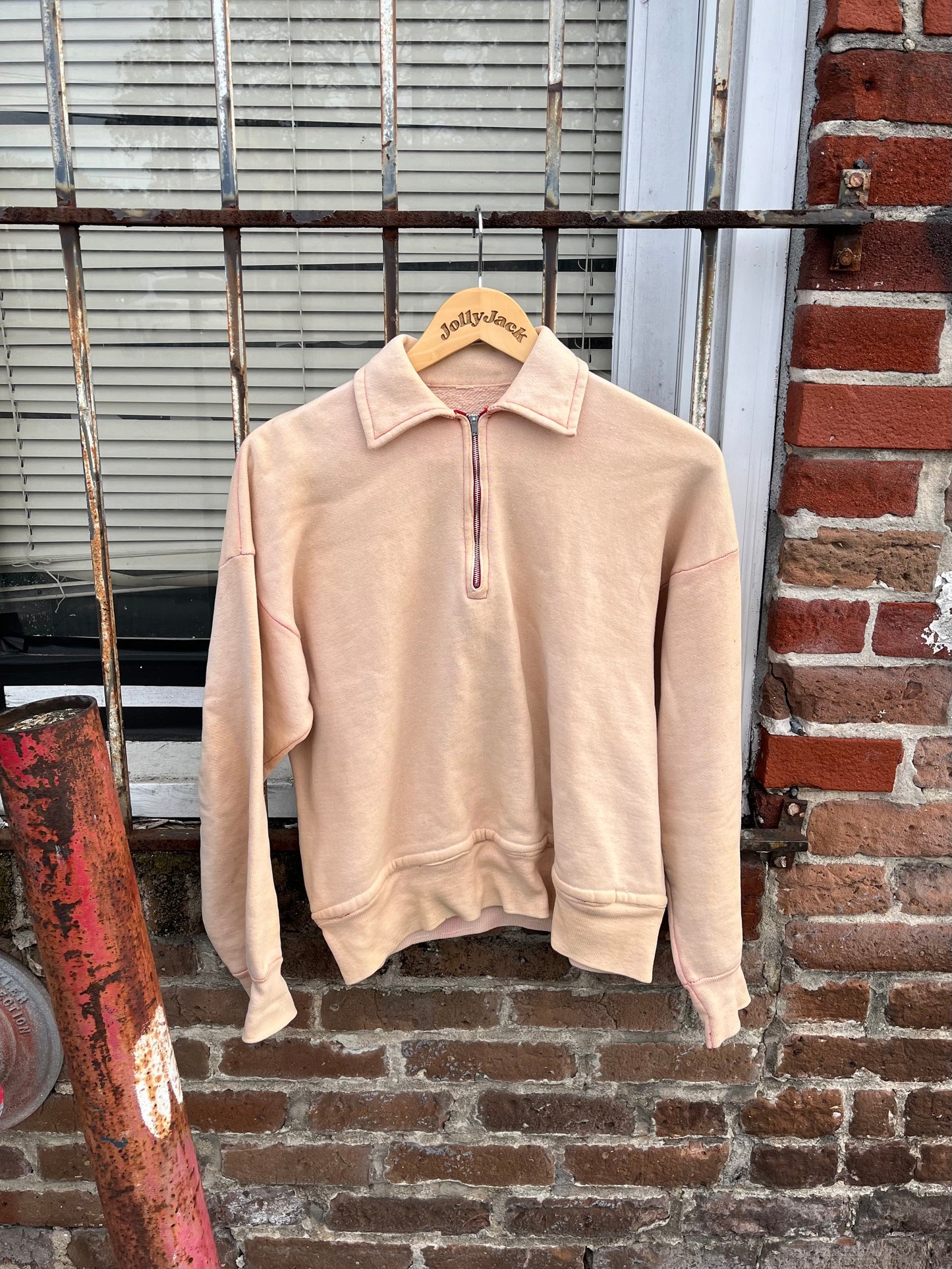 1950’s Faded Salmon Quarter Zip Sweatshirt (M/L)