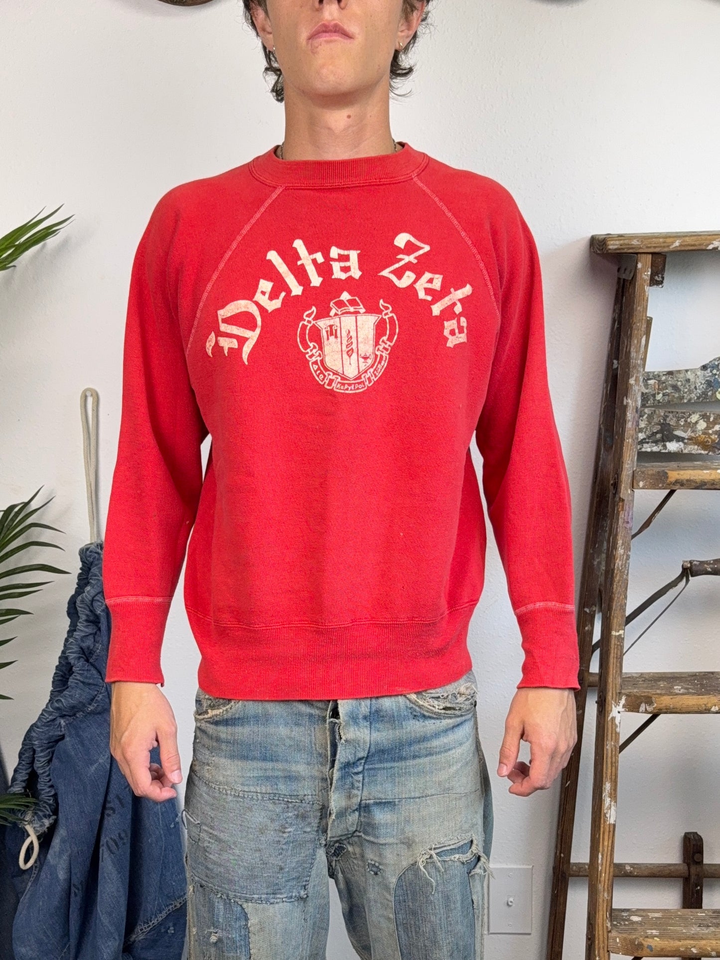 1950s Flocked Fraternity Sweatshirt (M/L)