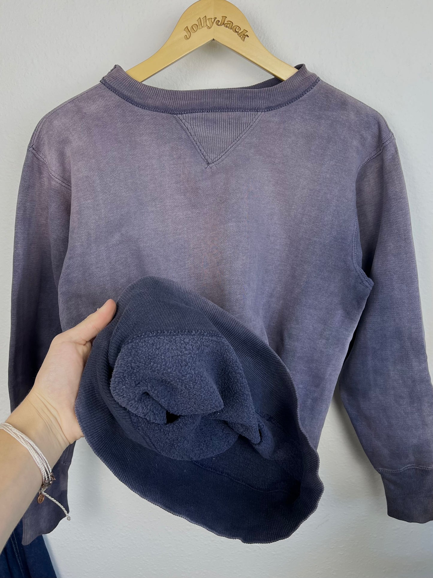 1950’s Sun Faded Navy Double V Sweatshirt (M/L)