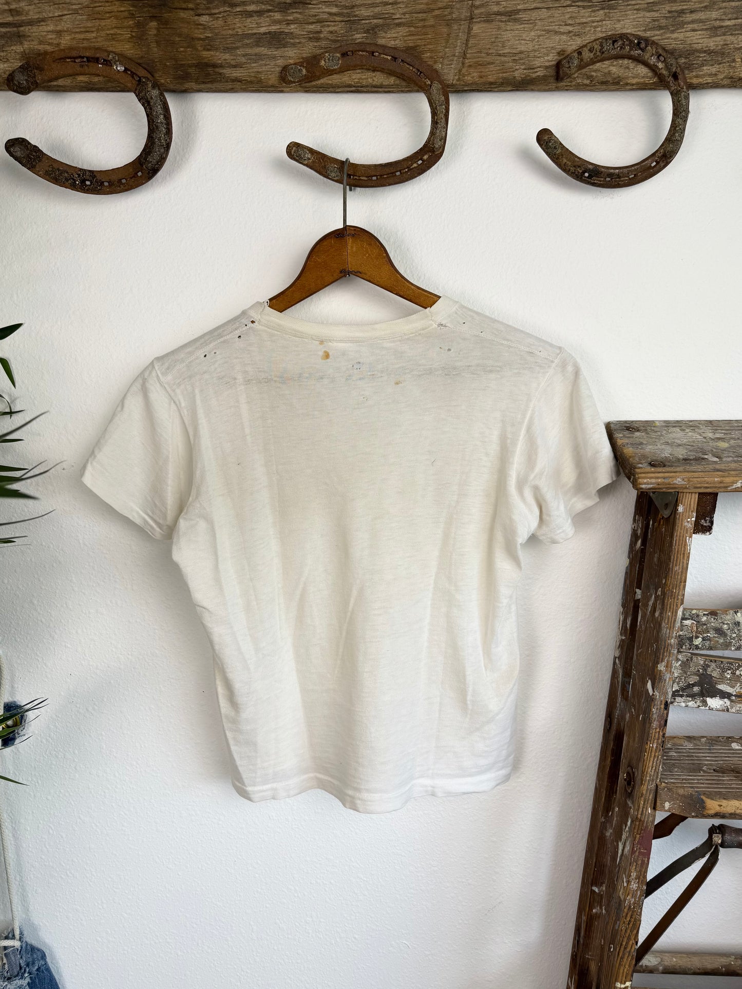 1950s Distressed ‘Essential’ Boxy White Tee (S/M)