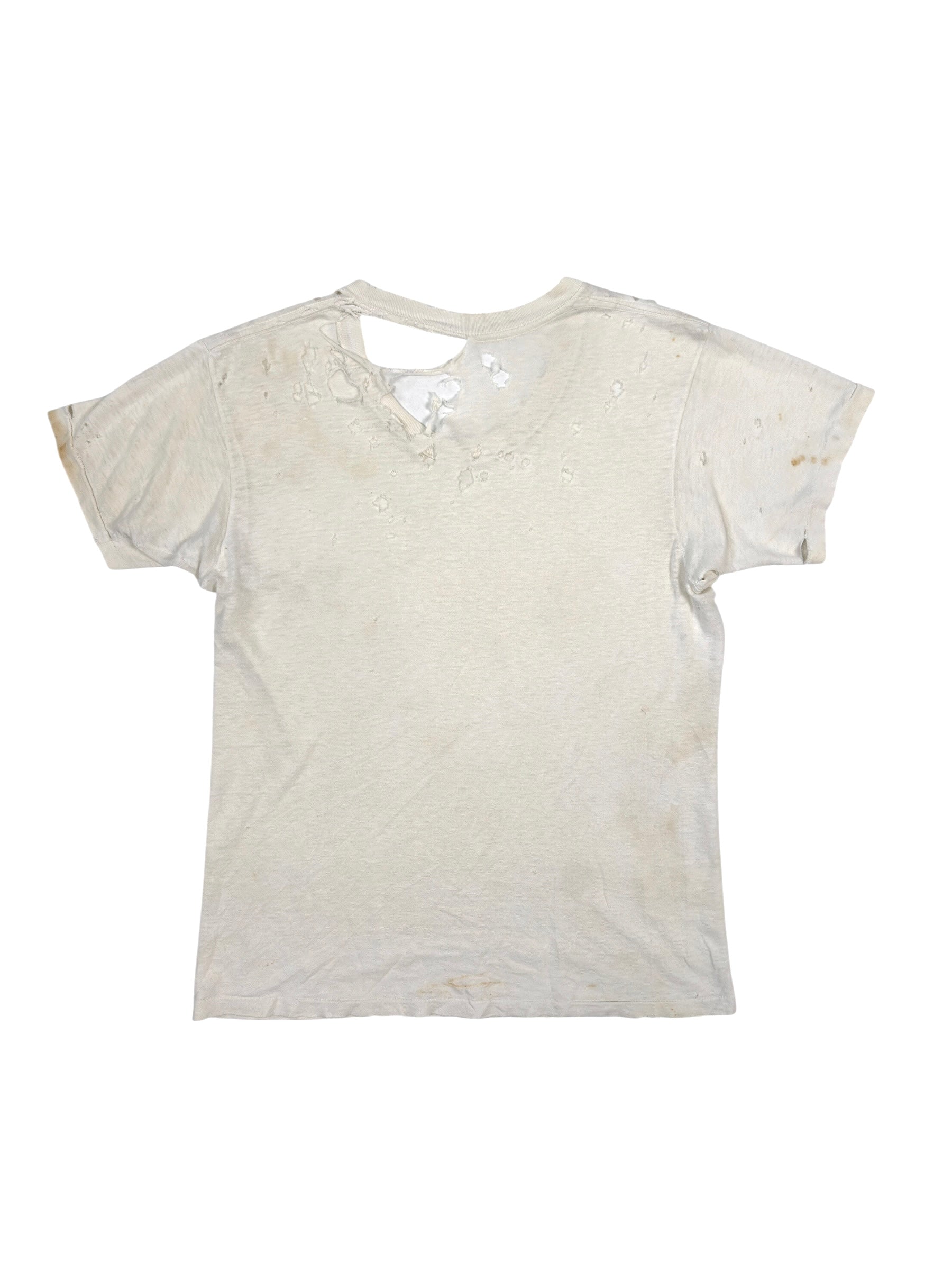 1950s Distressed Essential White Tee (S/M)