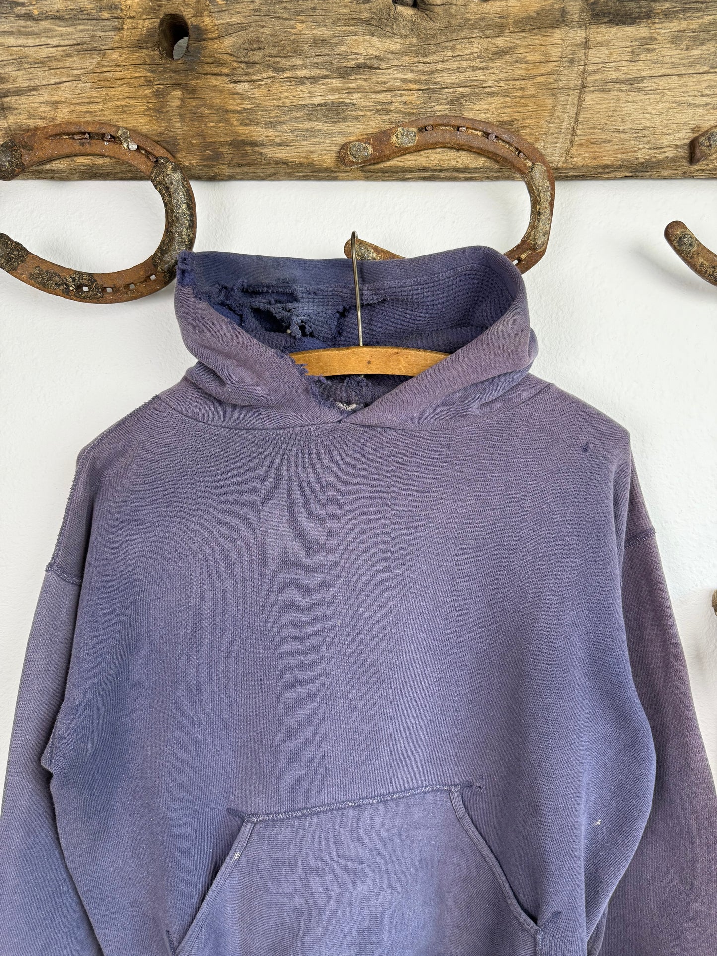 1950s Blueberry Faded Thermal Hood Hoodie (M)