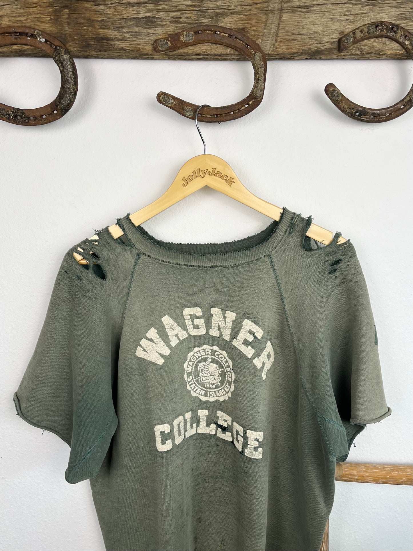 1950’s Thrashed & Sun Faded Wagner College Sweatshirt (L/XL)
