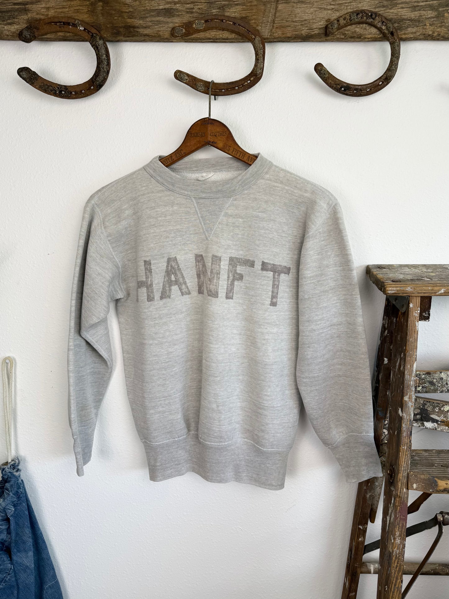 1950s Stenciled ‘Hanft’ Military Single V Sweatshirt (S/M)