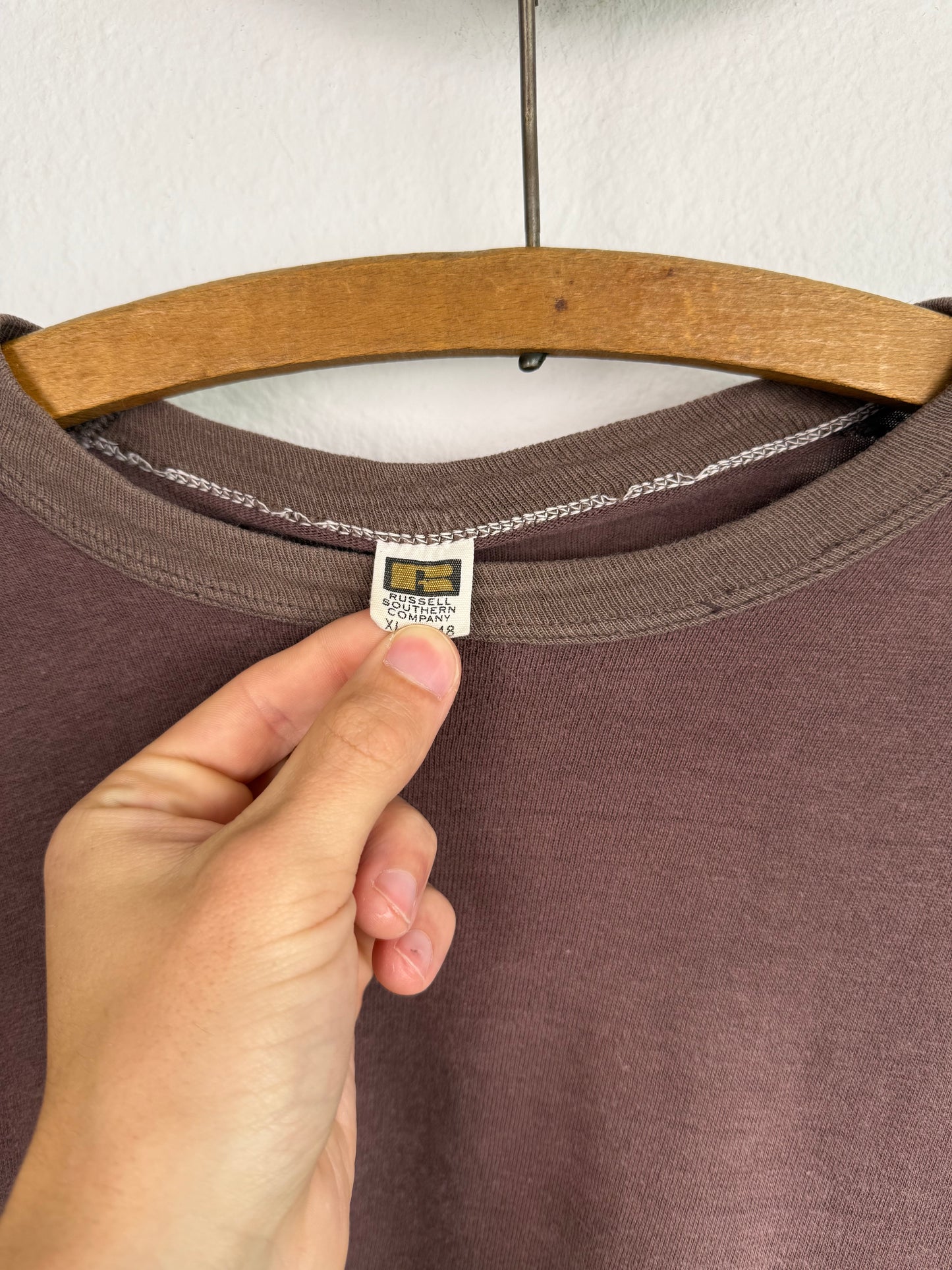 1960s Russell Athletic Two Tone Maroon Tee (L/XL)