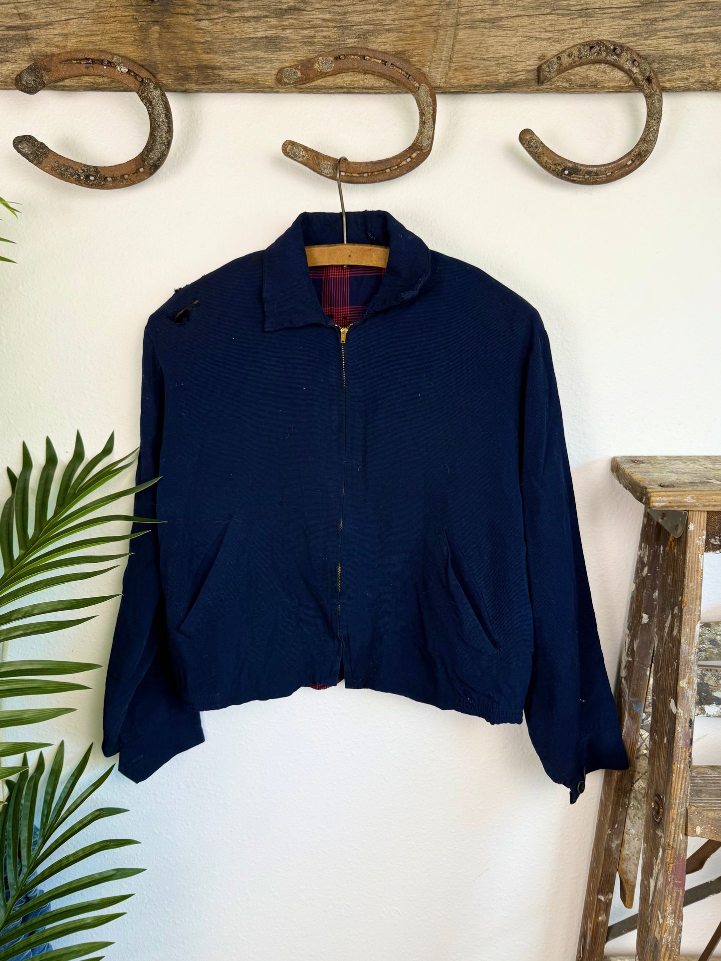 1940s Cropped Flannel Lined Jacket (S)