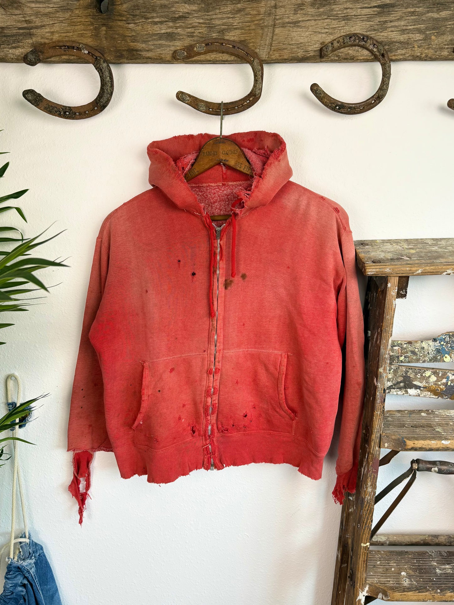 1950s ‘Zombie Jacket’ Thrashed and Sun Faded Zip Up Jacket (L)