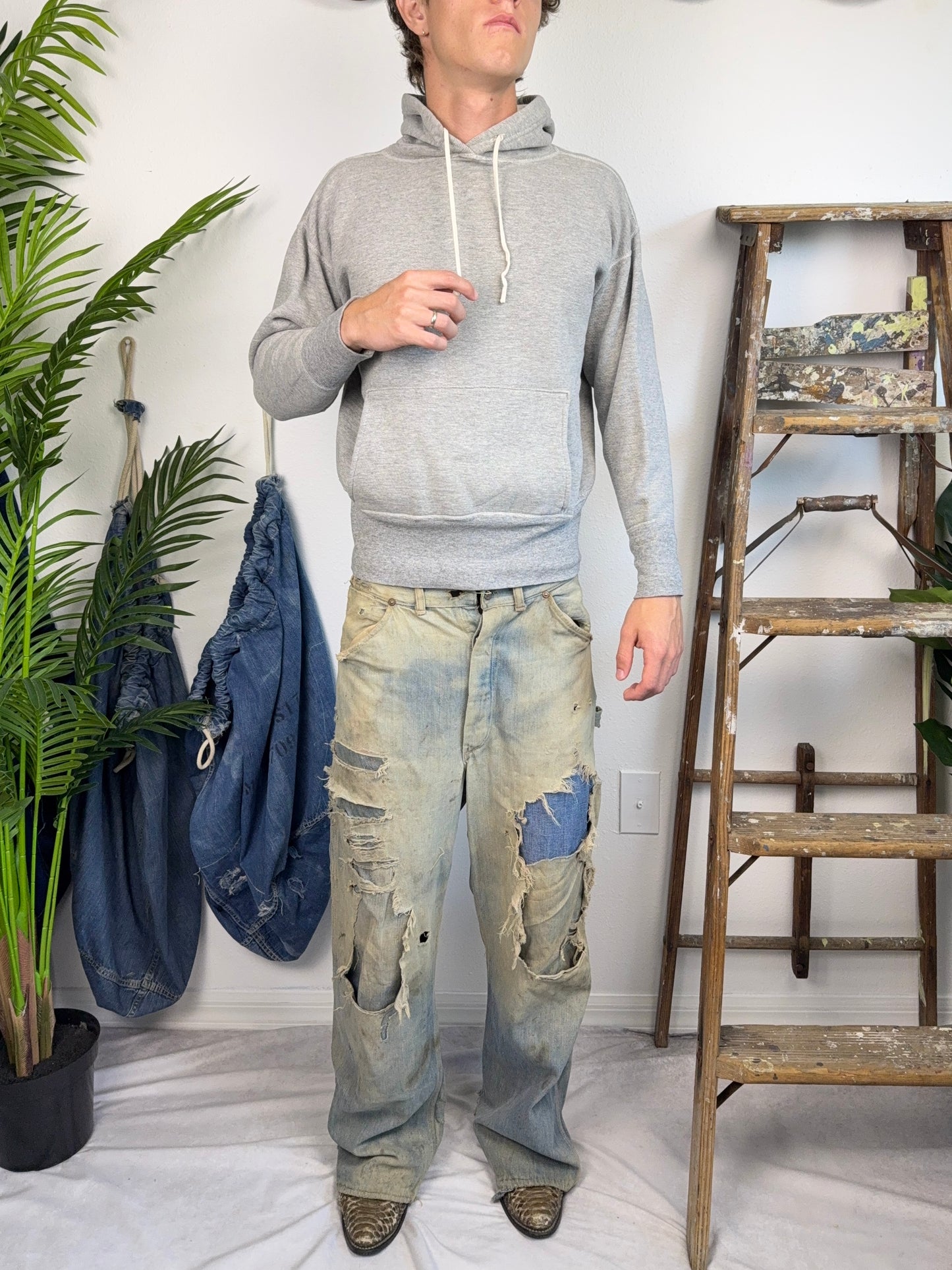 1950s Flagg Bodyguard Grey Two Tone Hoodie (S/M)