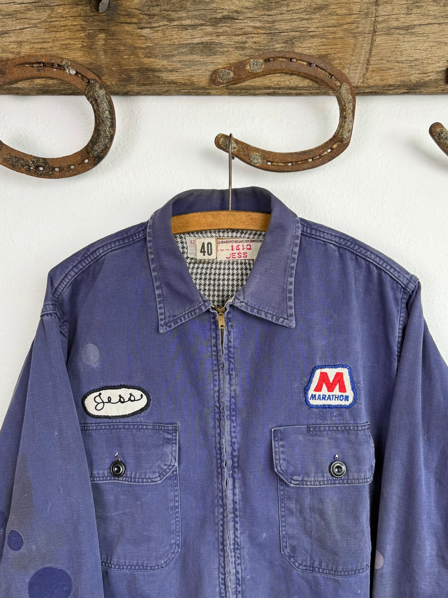1950s Flanned Lined Sun Faded Cotton Work Jacket (M/L)