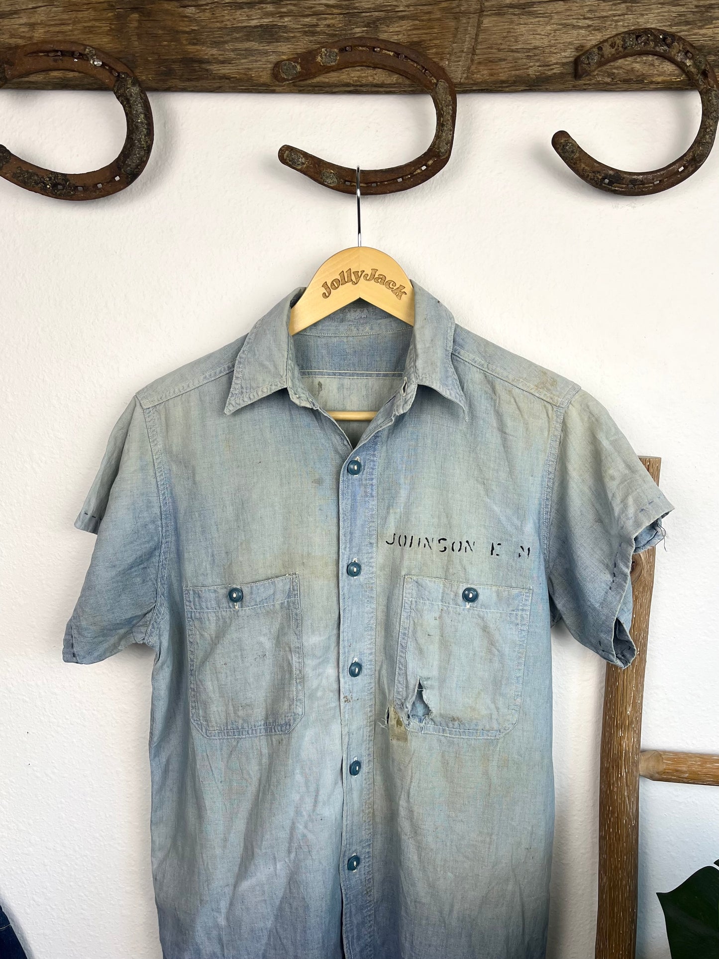 WW2 1940’s USN Sun Faded Stenciled Shirt (S/M)