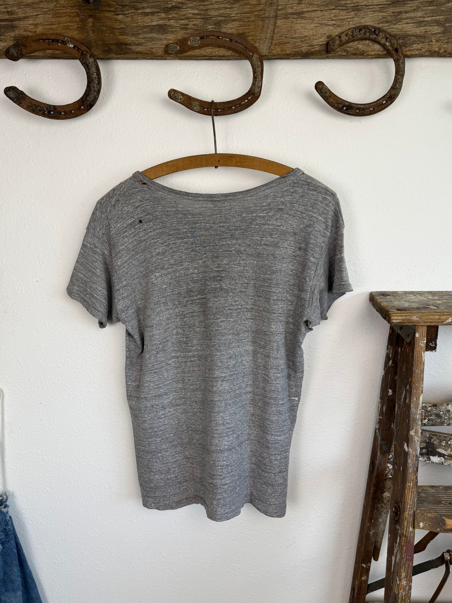 1970s Russell Athletic Distressed Grey Tee (S/M)