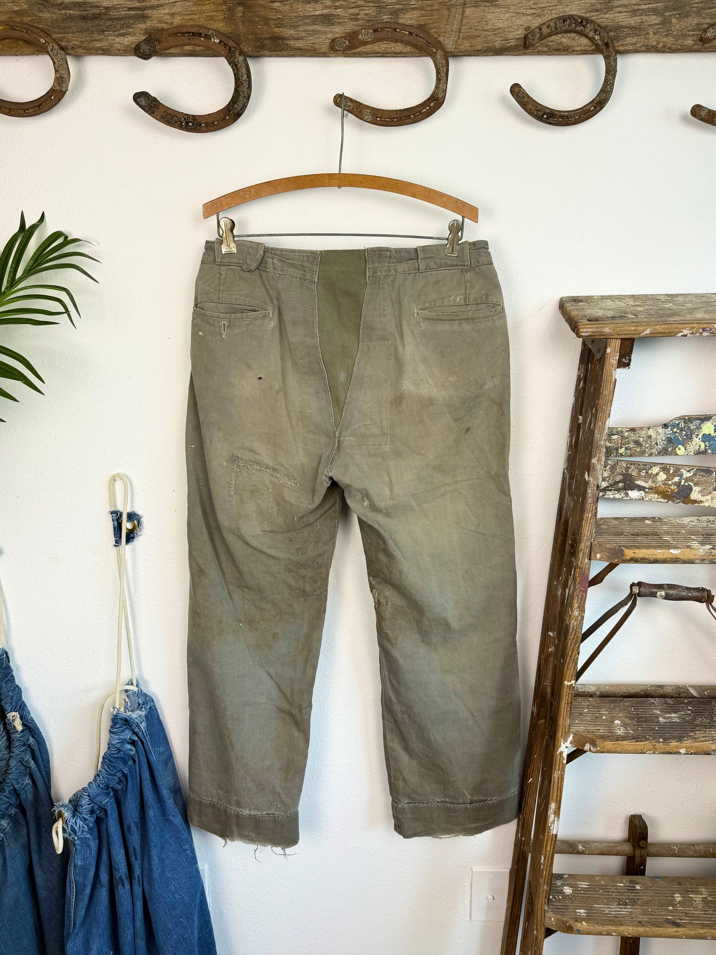 1940s ‘Well Loved’ Distressed and Repaired Chinos (34)