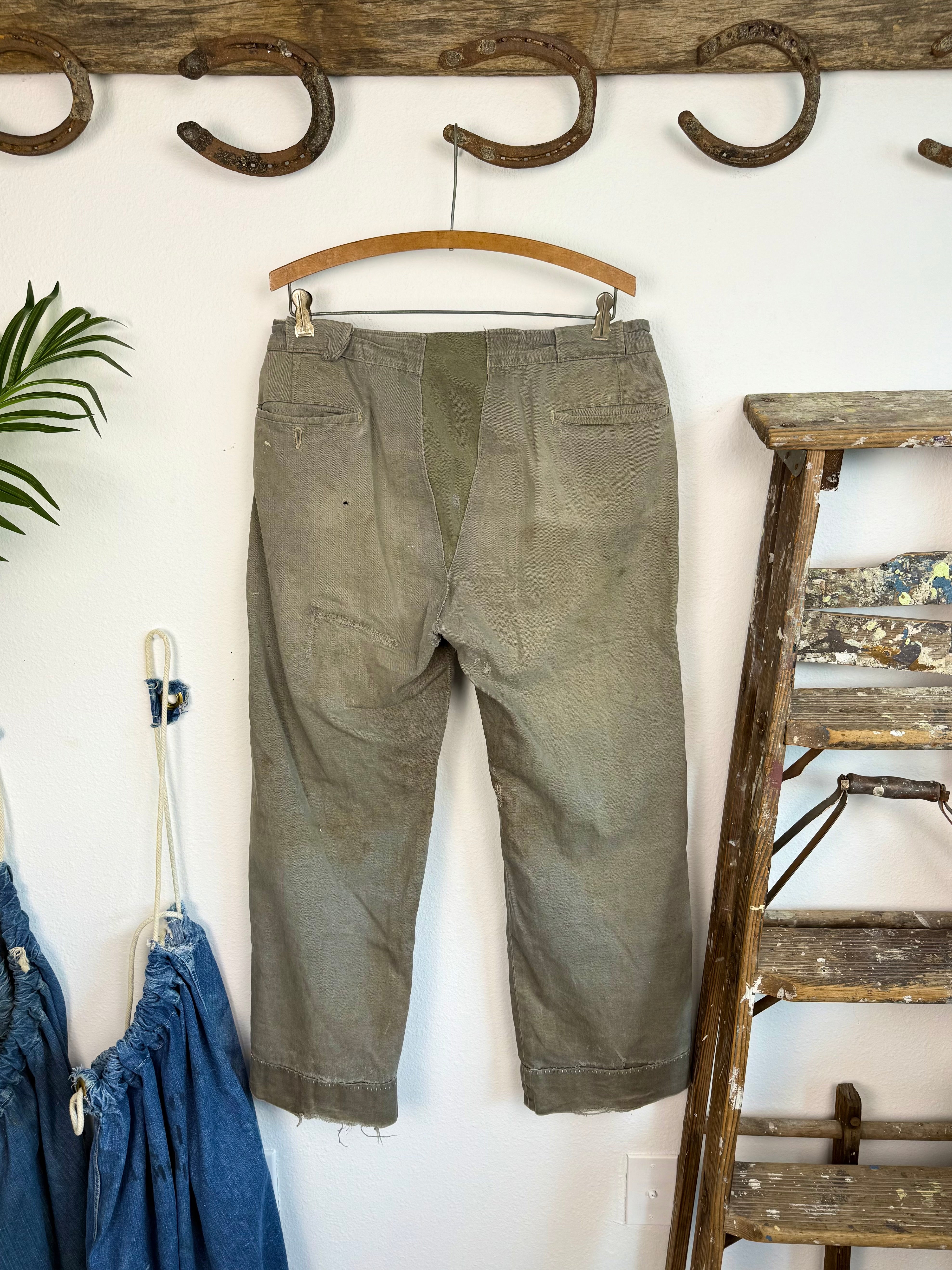 1940s ‘Well Loved’ Distressed and Repaired Chinos (34)