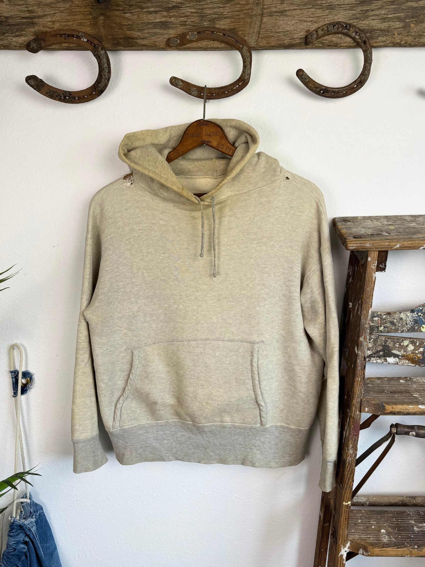 1950s Two Tone ‘Super Soft’ Worn Grey Hoodie (M/L)